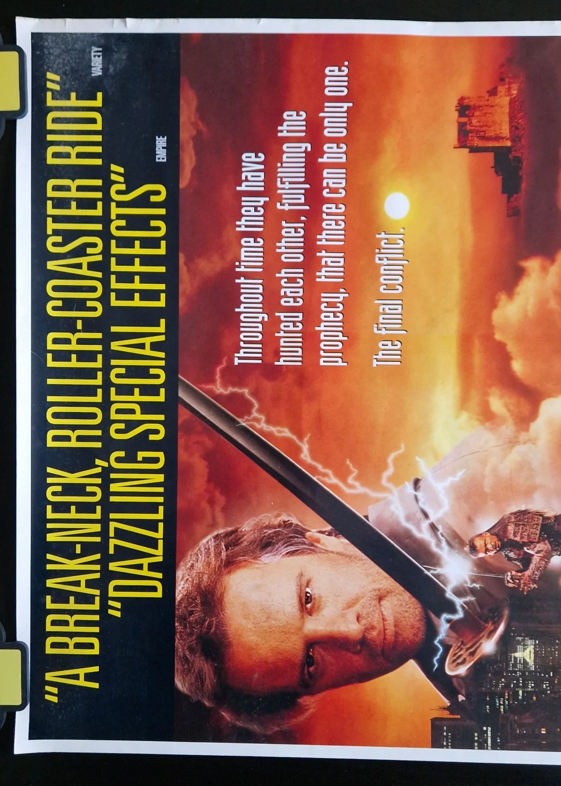 Highlander 3 The Sorcerer The Final Dimension 1994 VHS Video Store Promo Poster, изображение 2