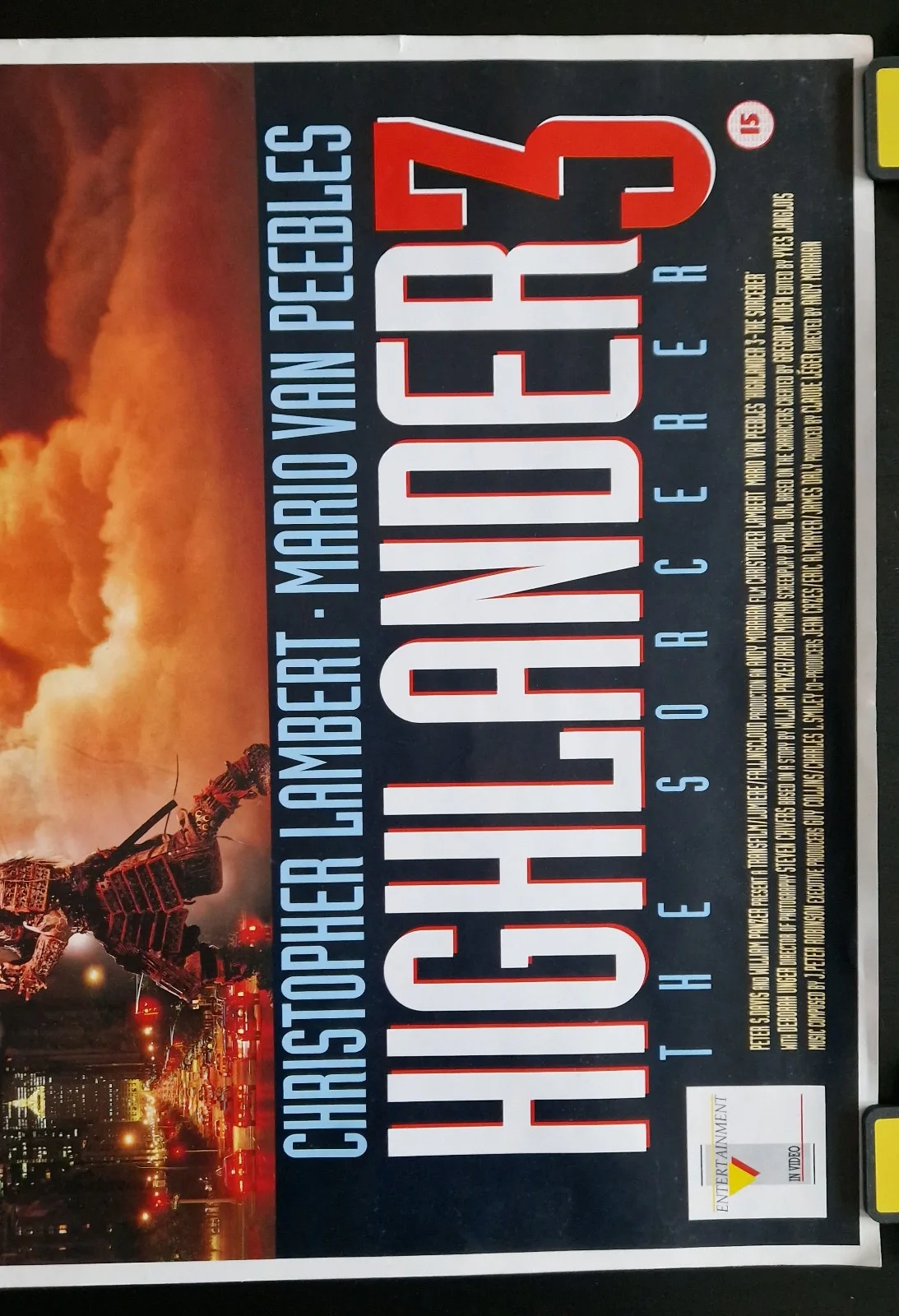 Highlander 3 The Sorcerer The Final Dimension 1994 VHS Video Store Promo Poster, изображение 3