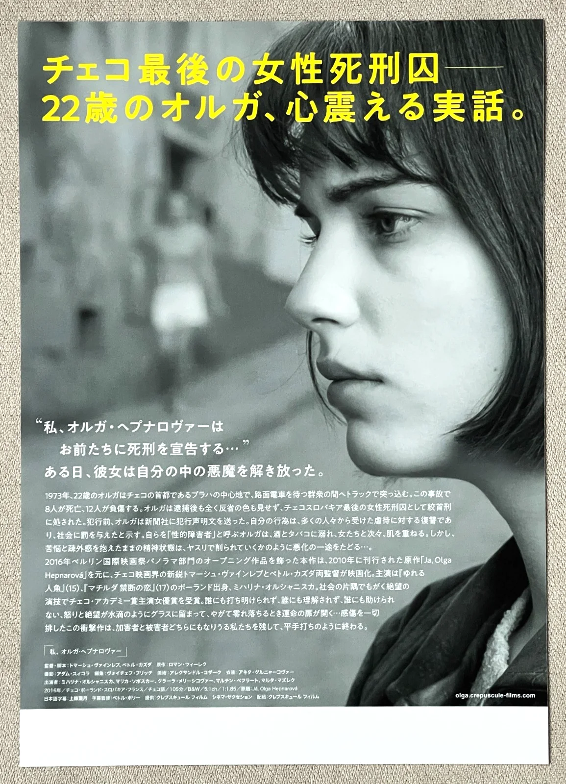 I, Olga Hepnarova - 2016 japan Chirashi movie flyer mini poster B5 size, изображение 2