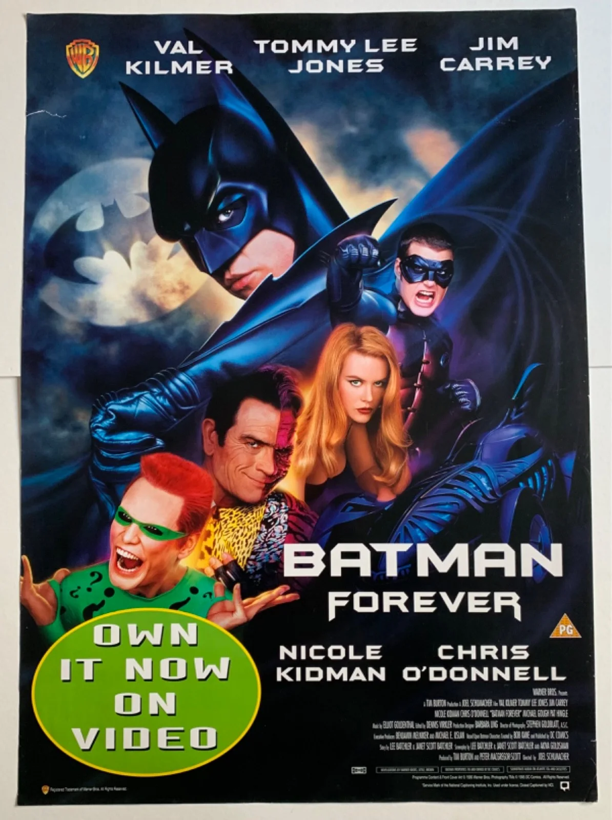 BATMAN FOREVER / ORIGINAL VIDEO FILM LARGE POSTER VINTAGE 1990’S VAL KILMER, изображение 5