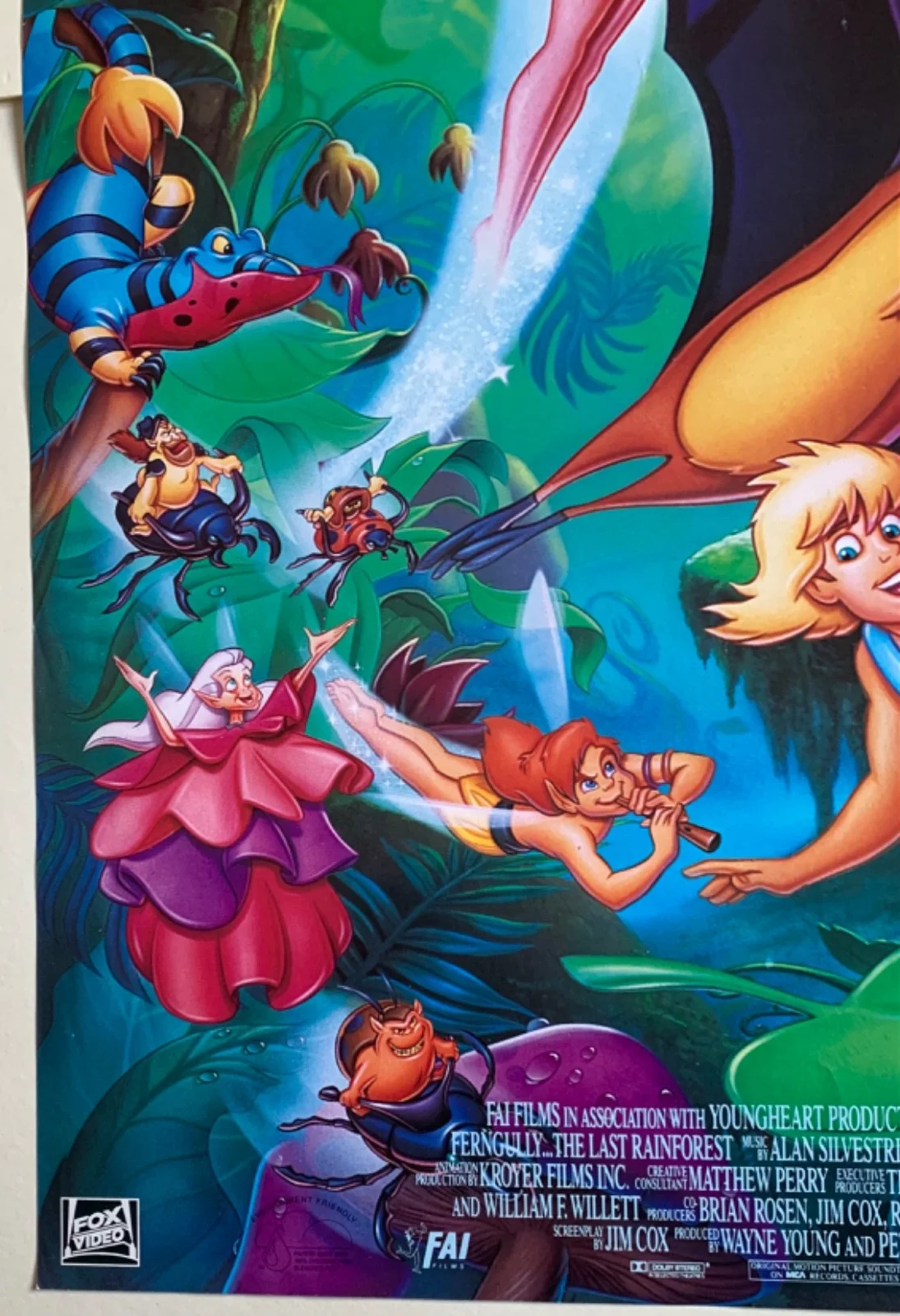 FERN GULLY LAST RAIN FORREST VINTAGE VIDEO FILM LARGE POSTER 1990’S UK ORIGINAL, изображение 2