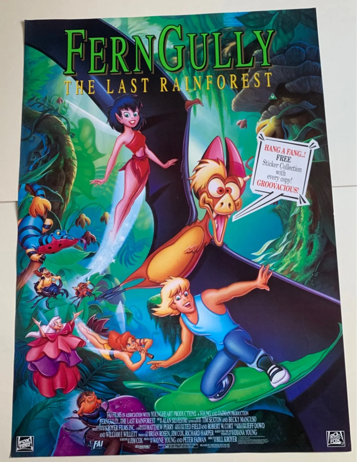 FERN GULLY LAST RAIN FORREST VINTAGE VIDEO FILM LARGE POSTER 1990’S UK ORIGINAL, изображение 3