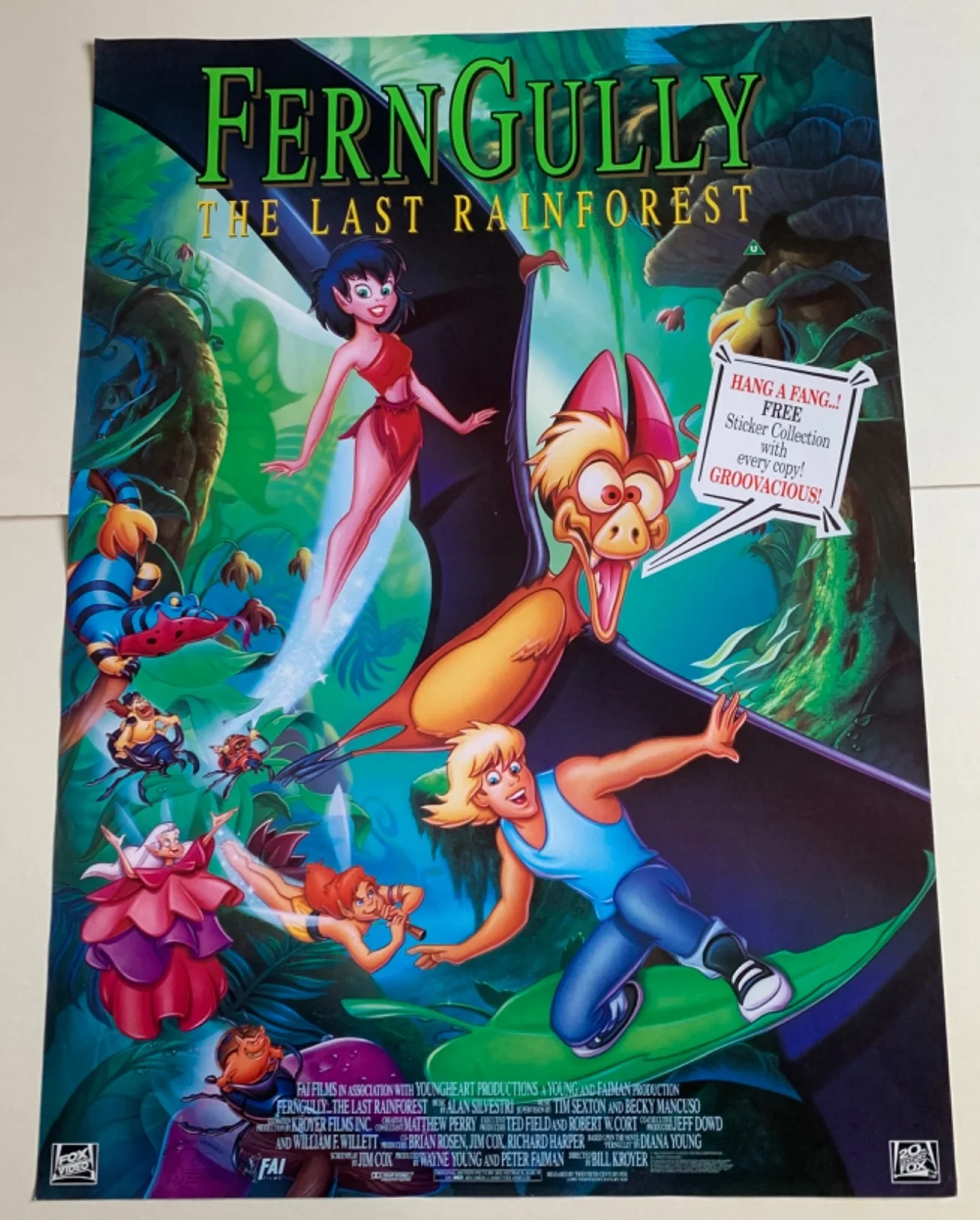 FERN GULLY LAST RAIN FORREST VINTAGE VIDEO FILM LARGE POSTER 1990’S UK ORIGINAL, изображение 5