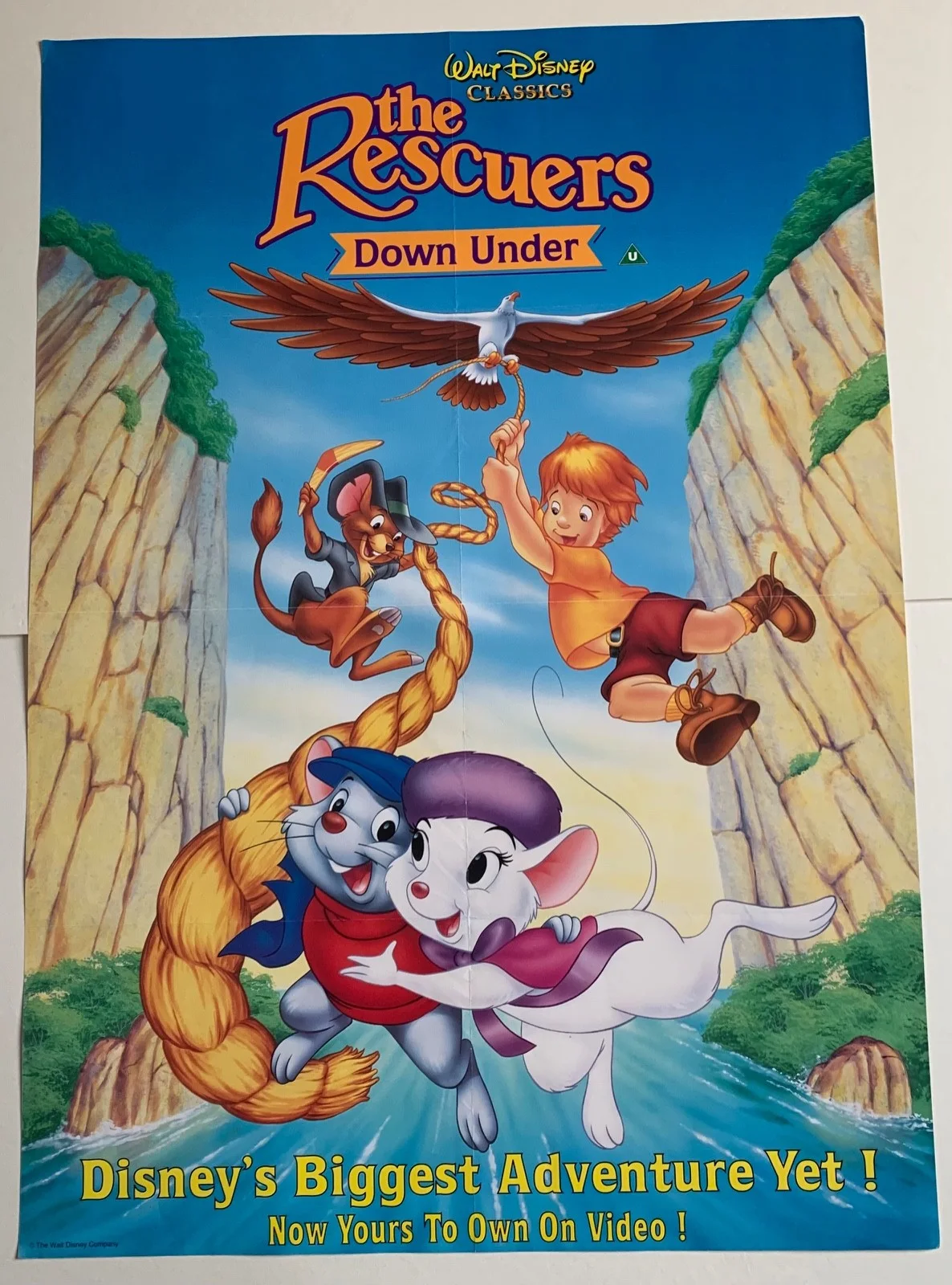THE RESCUERS DOWN UNDER VINTAGE DISNEY VIDEO FILM LARGE POSTER 1990’S ORIGINAL, изображение 3