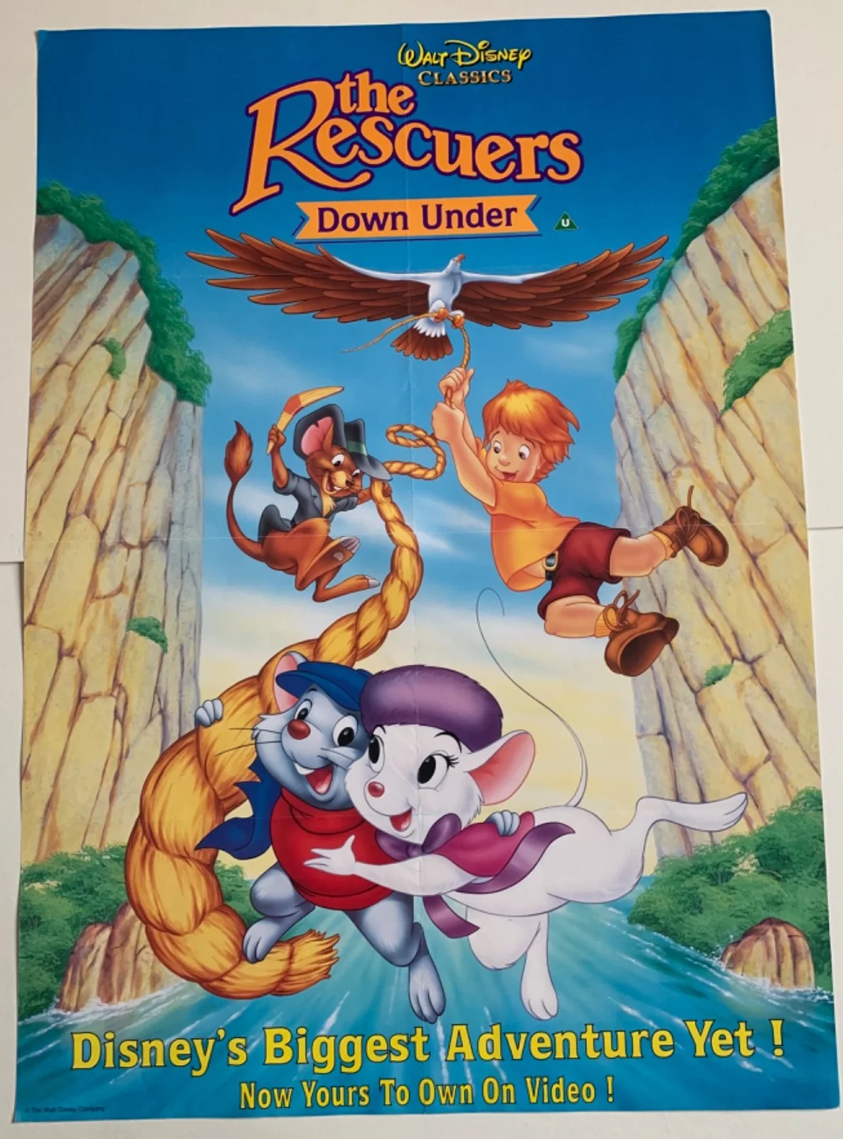 THE RESCUERS DOWN UNDER VINTAGE DISNEY VIDEO FILM LARGE POSTER 1990’S ORIGINAL, изображение 5