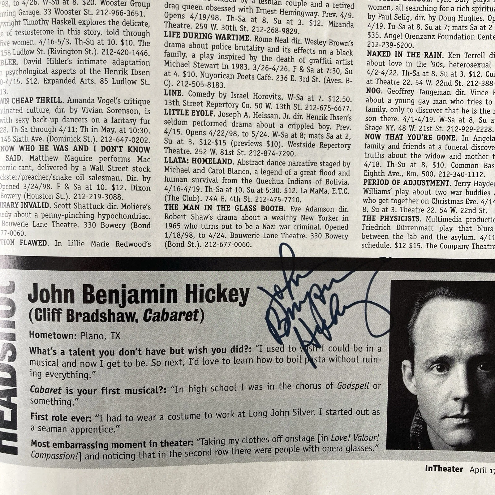 Tony Danza Signed Inscrib In Theater Magazine April 17 1998 John Benjamin Hickey, image 4