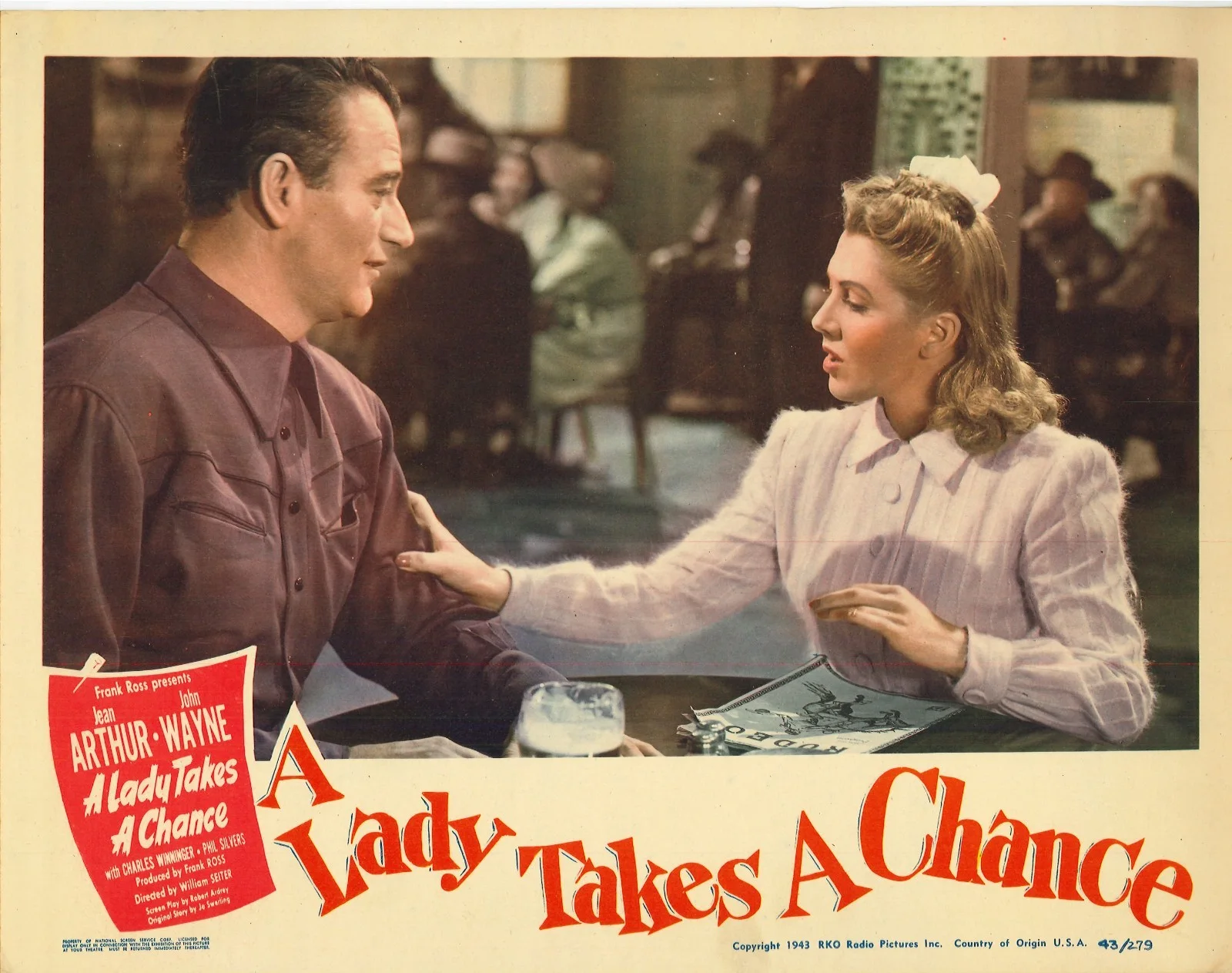 Lady Takes a Chance 2x ORIGINAL US Lobby Cards Jean Arthur John Wayne 1943, image 2