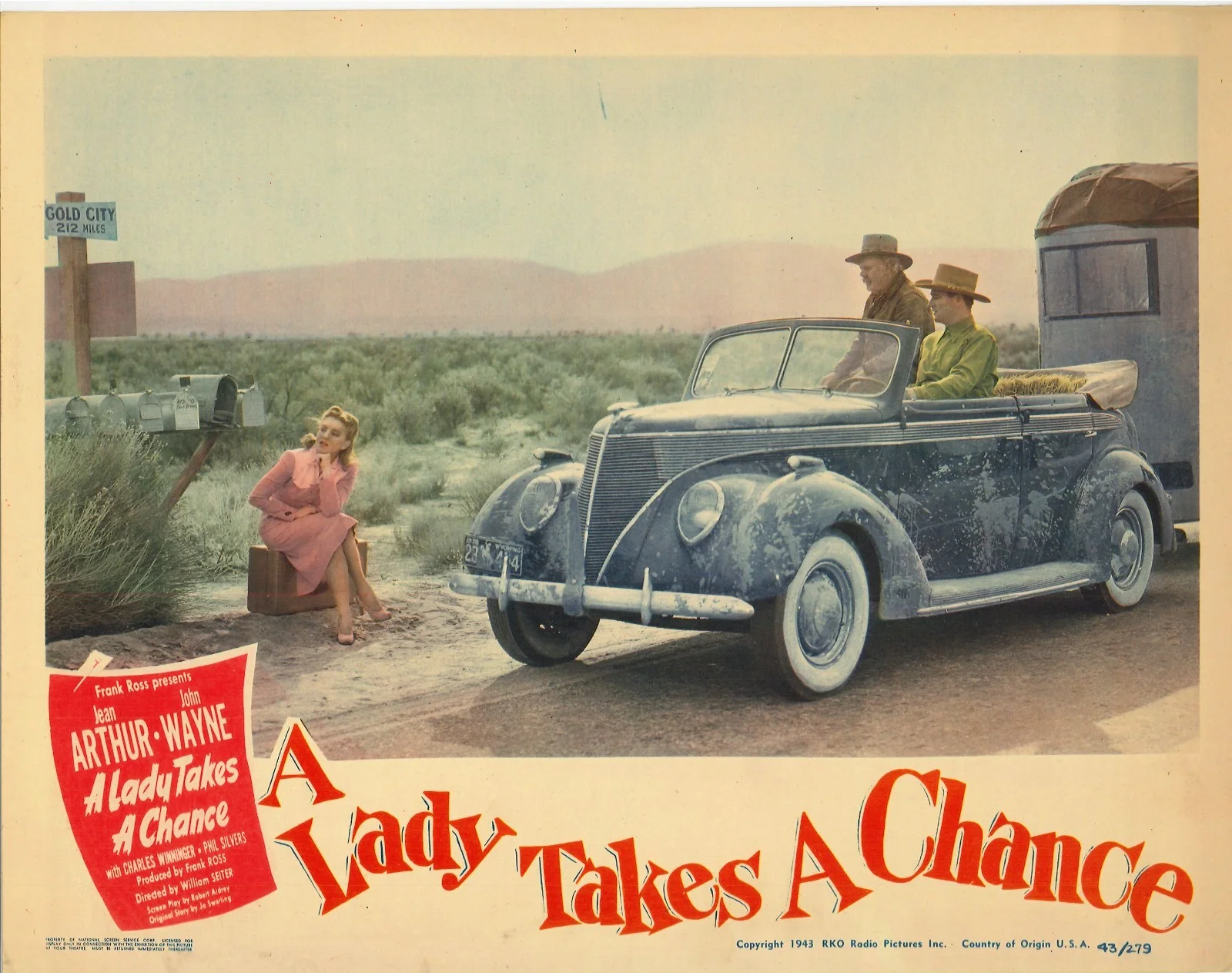 Lady Takes a Chance 2x ORIGINAL US Lobby Cards Jean Arthur John Wayne 1943, image 3