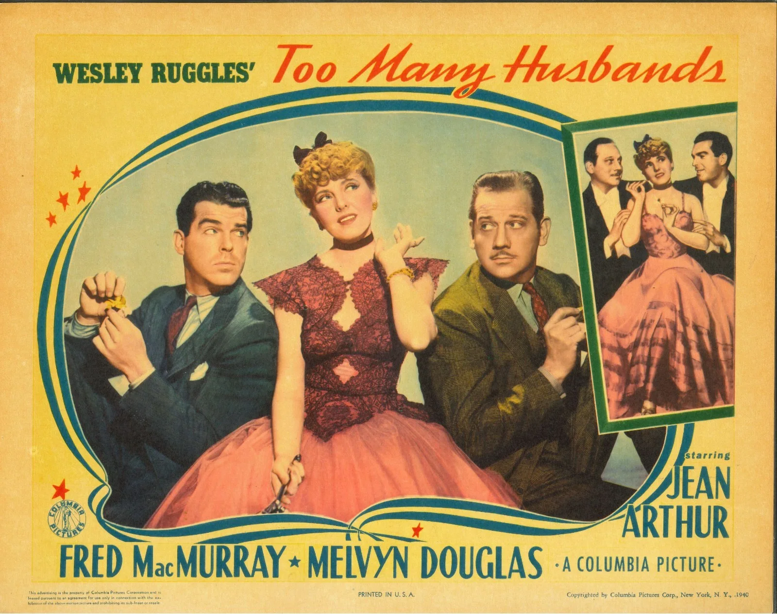 Too Many Husbands 6x ORIGINAL US Lobby Cards Jean Arthur Fred MacMurray 1940, image 2
