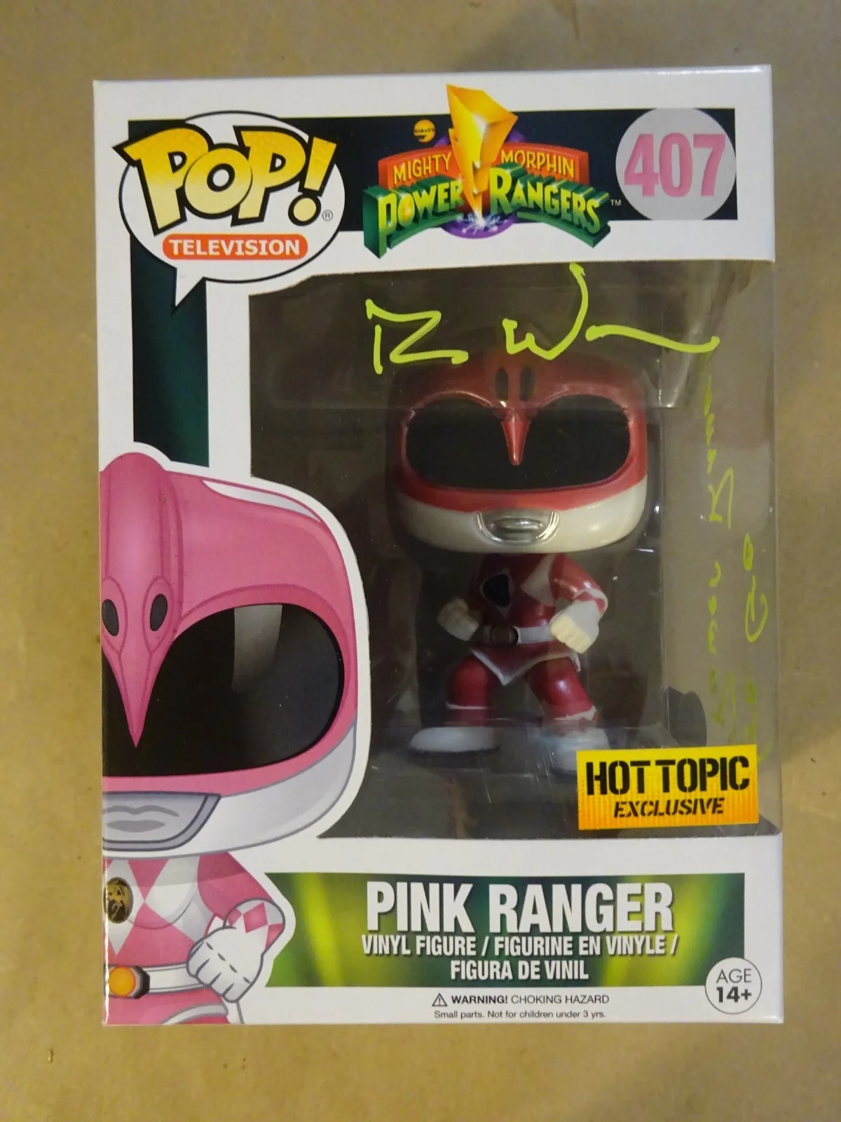 Ron Wasserman — Signed Ron Wasserman Autographed Power Rangers Pink #407 Funko Pop BAS COA