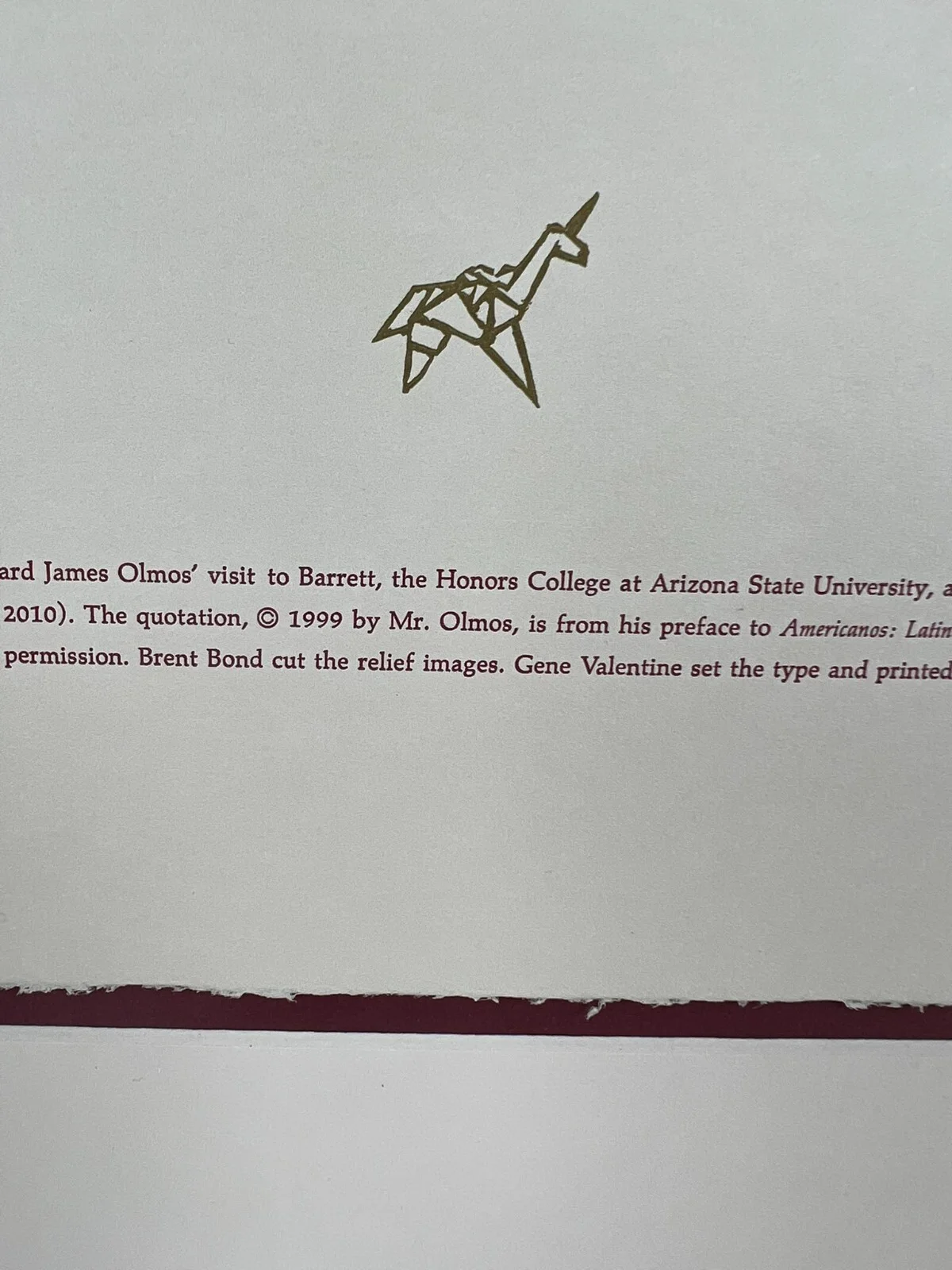 Edward James Olmos — Edward James Olmos Signed 2010 Flinn Foundation Centennial Lecturer Broadside, image 5