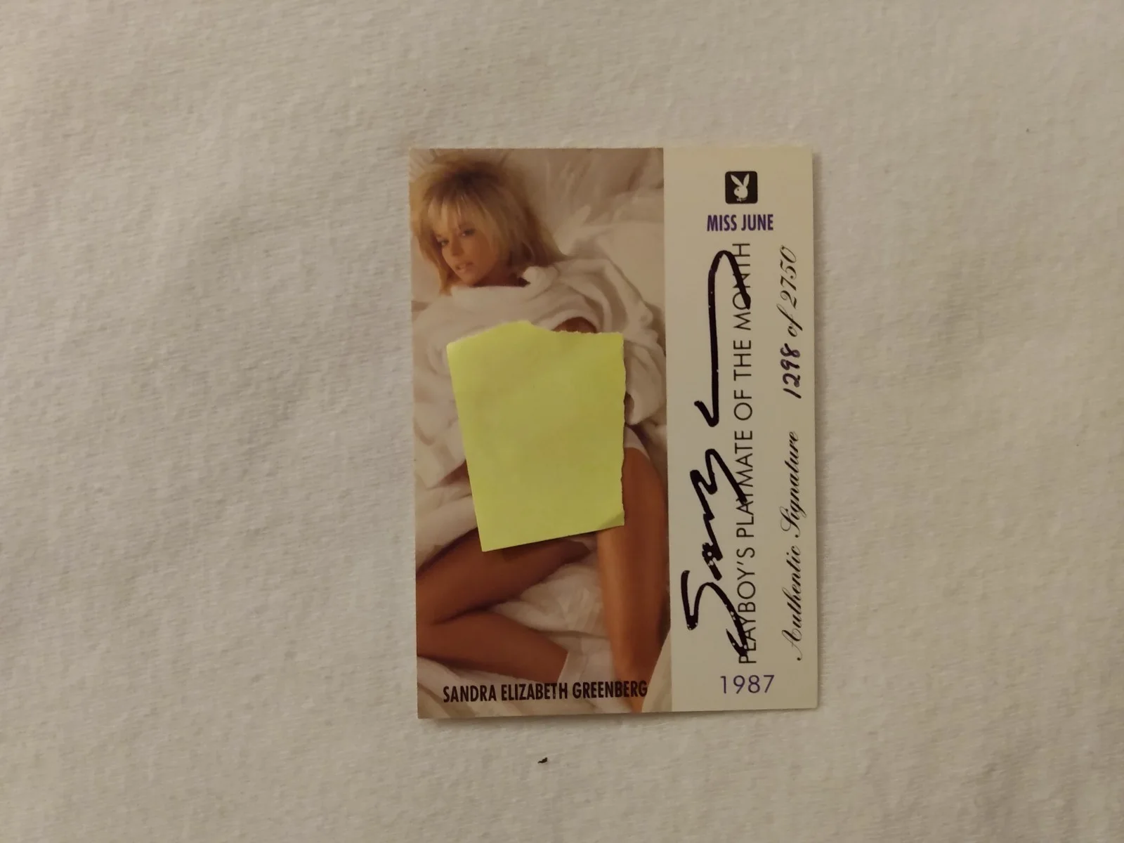 SANDRA GREENBERG — 1996 PLAYBOY JUNE ED.PLAYMATE OF THE MONTH SANDRA GREENBERG AUTOGRAPHED CARD, изображение 2