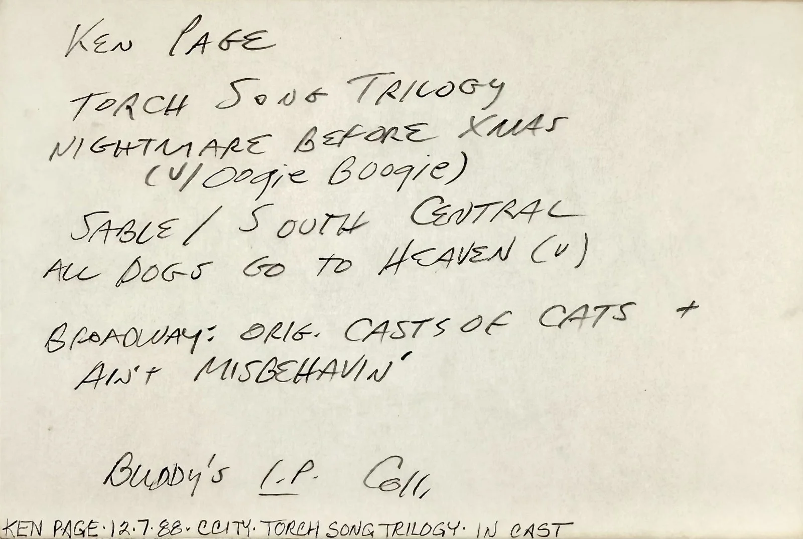 Ken Page — KEN PAGE Signed Autographed 4x6 INDEX CARD The Nightmare Before Christmas SABLE, изображение 5
