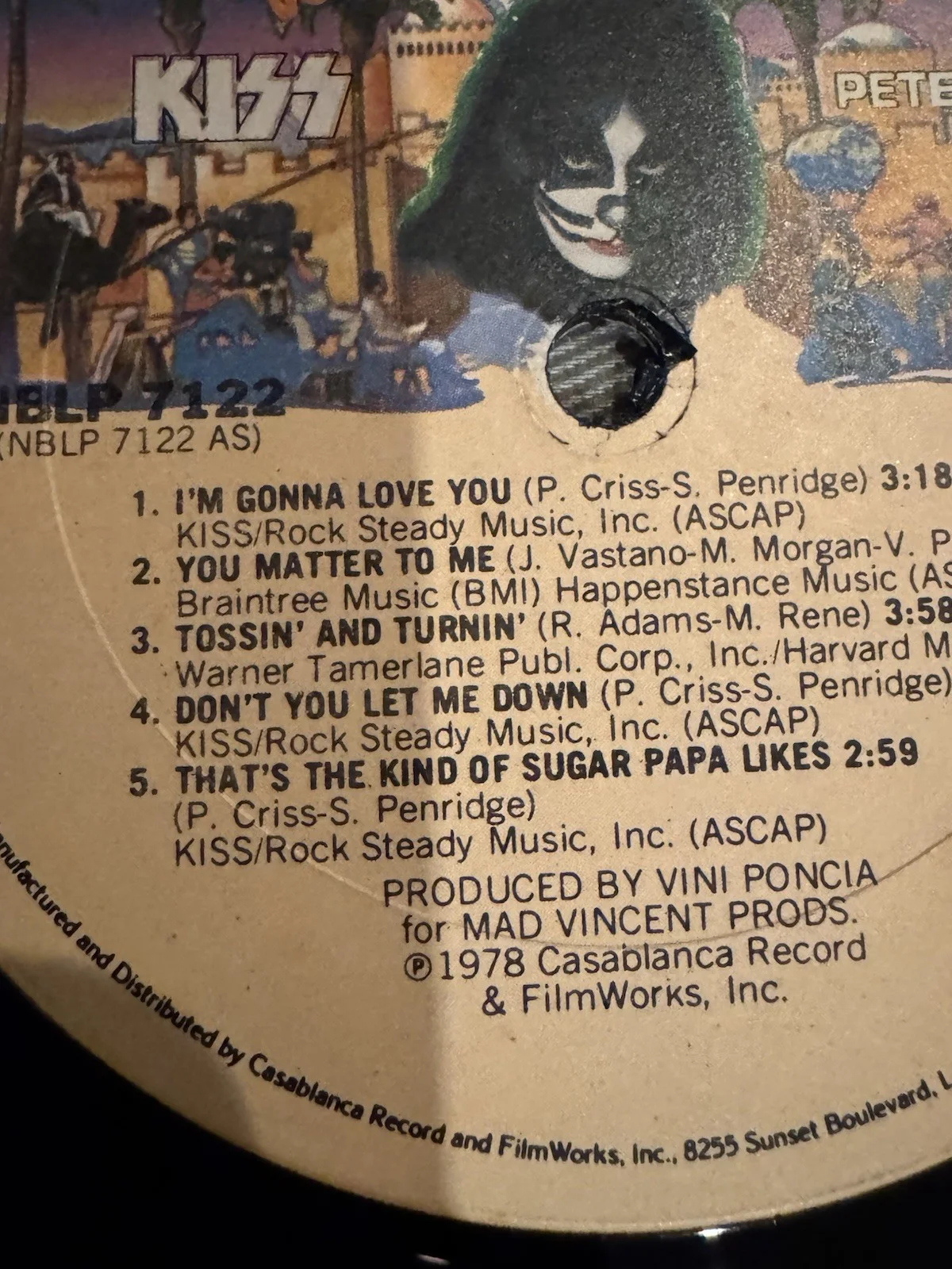KISS Peter Criss 1978 Record Album NBLP 7122 - Autographed by Peter Criss, изображение 3