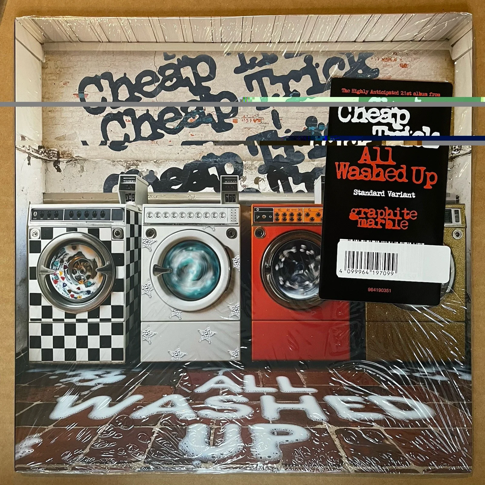 Cheap Trick All Washed Up SEALED LP w Signed Auto Insert Graphite Marble Vinyl, image 2