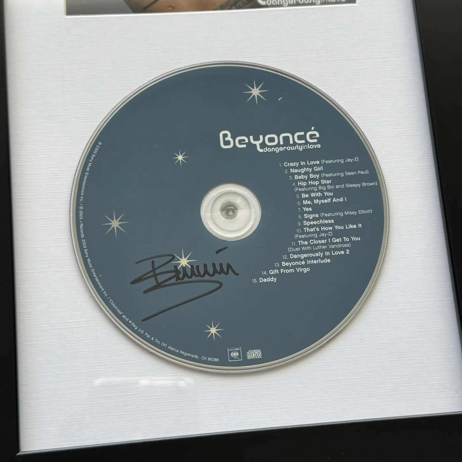 BEYONCÉ DANGEROUSLY IN LOVE Authentic Signed CD Autograph with COA & Frame RARE, image 4