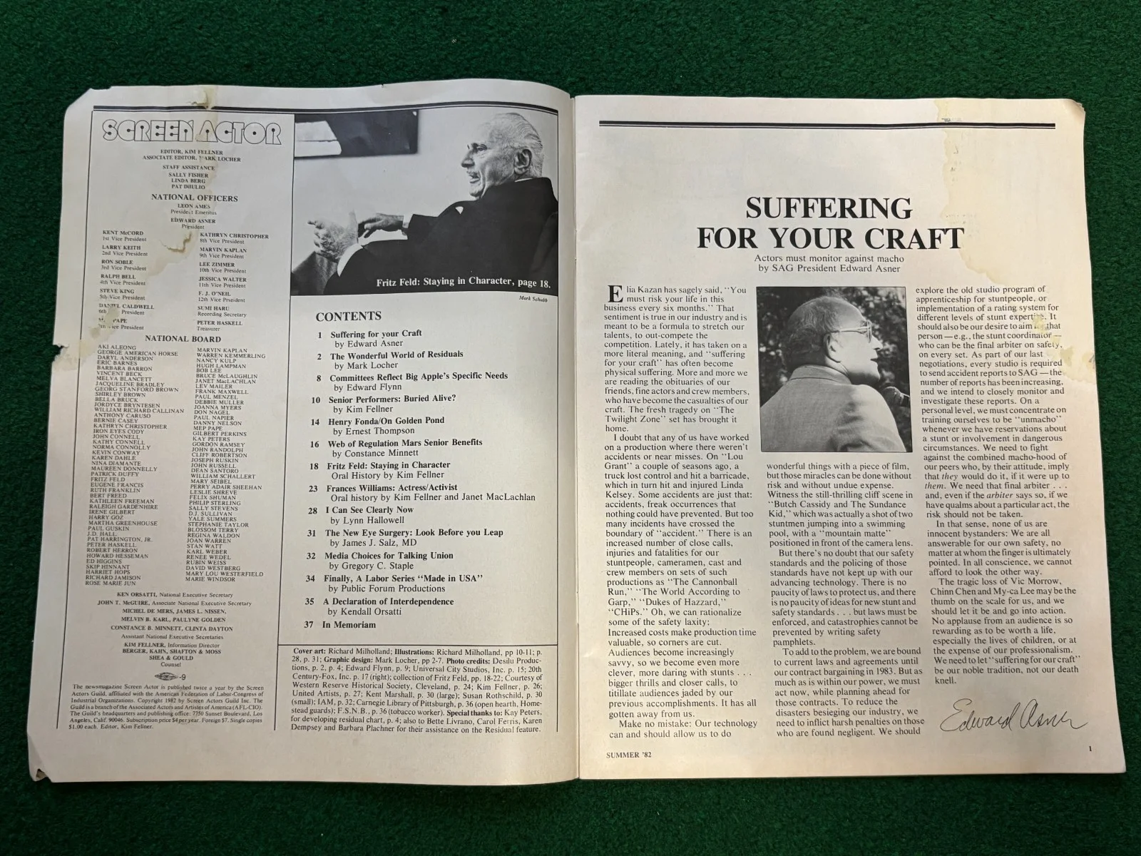 1982 Screen Actors Magazine Mailed to Joe Don Baker SAG Guild From Actors Estate, изображение 5