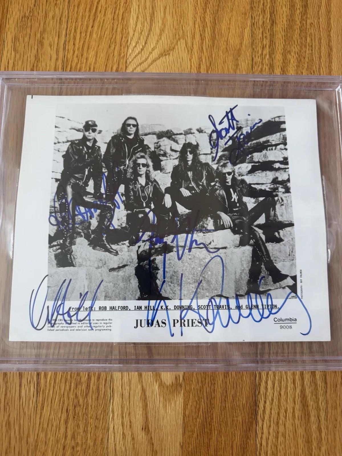 Judas Priest Complete Signed Photo Beckett Slab Rob Halford Ian Kk Glenn Scott, image 2