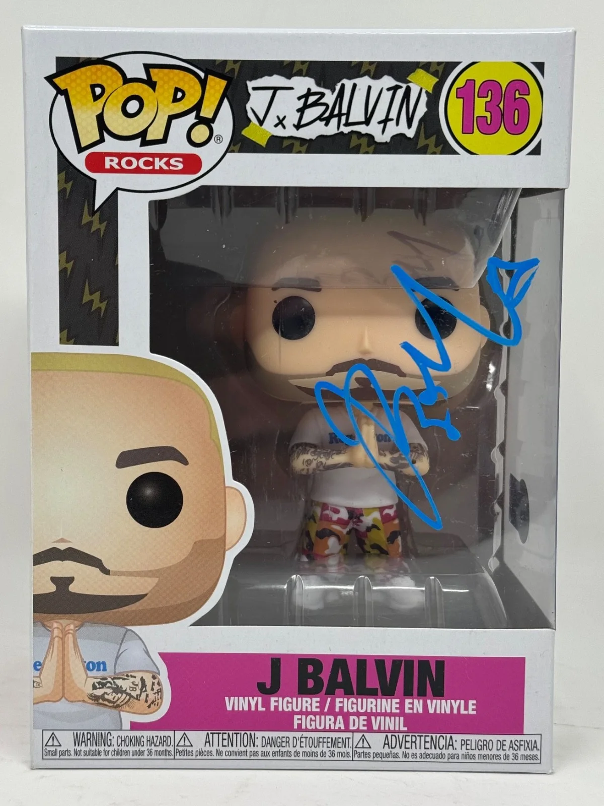 J Balvin Signed Autograph Funko Pop Rocks J Balvin #136 Figure Beckett COA, изображение 2