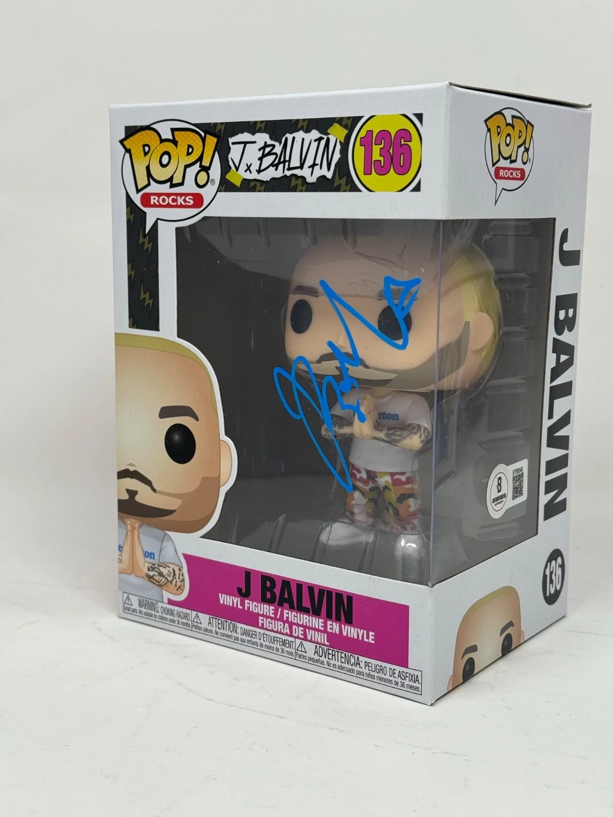 J Balvin Signed Autograph Funko Pop Rocks J Balvin #136 Figure Beckett COA, изображение 3