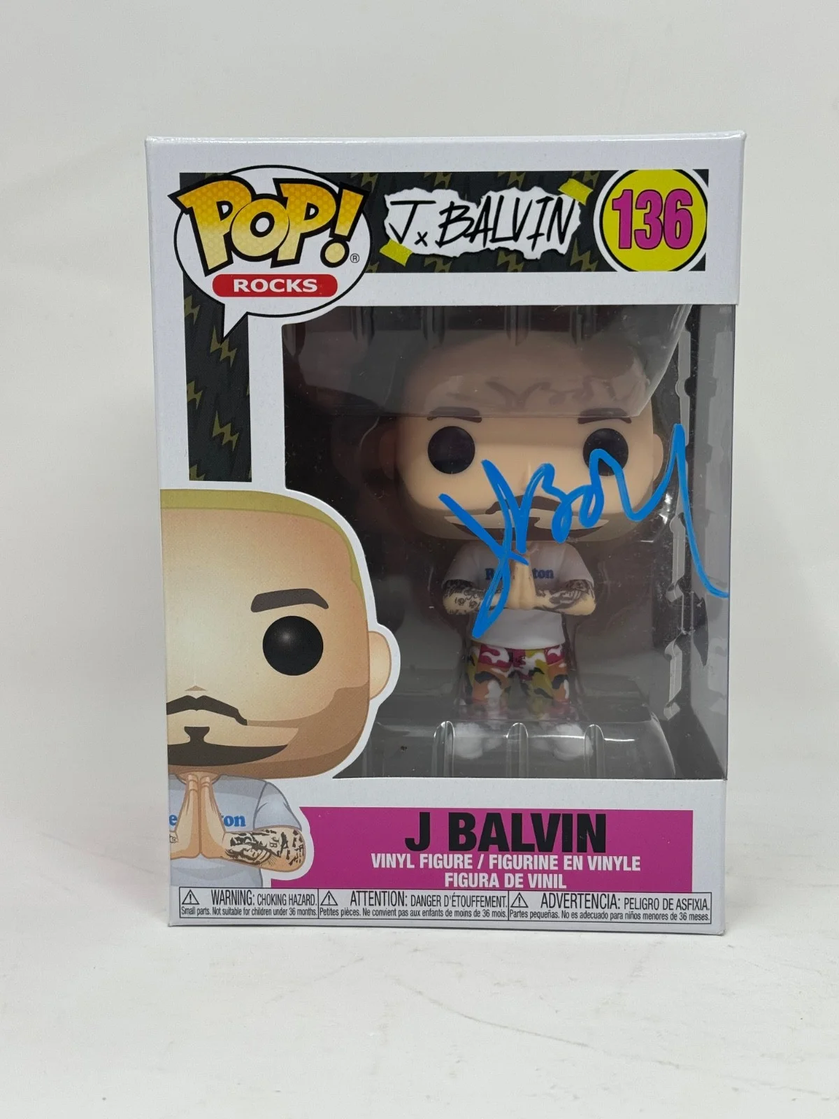 J Balvin Signed Autograph Funko Pop Rocks J Balvin #136 Figure Beckett COA, изображение 5