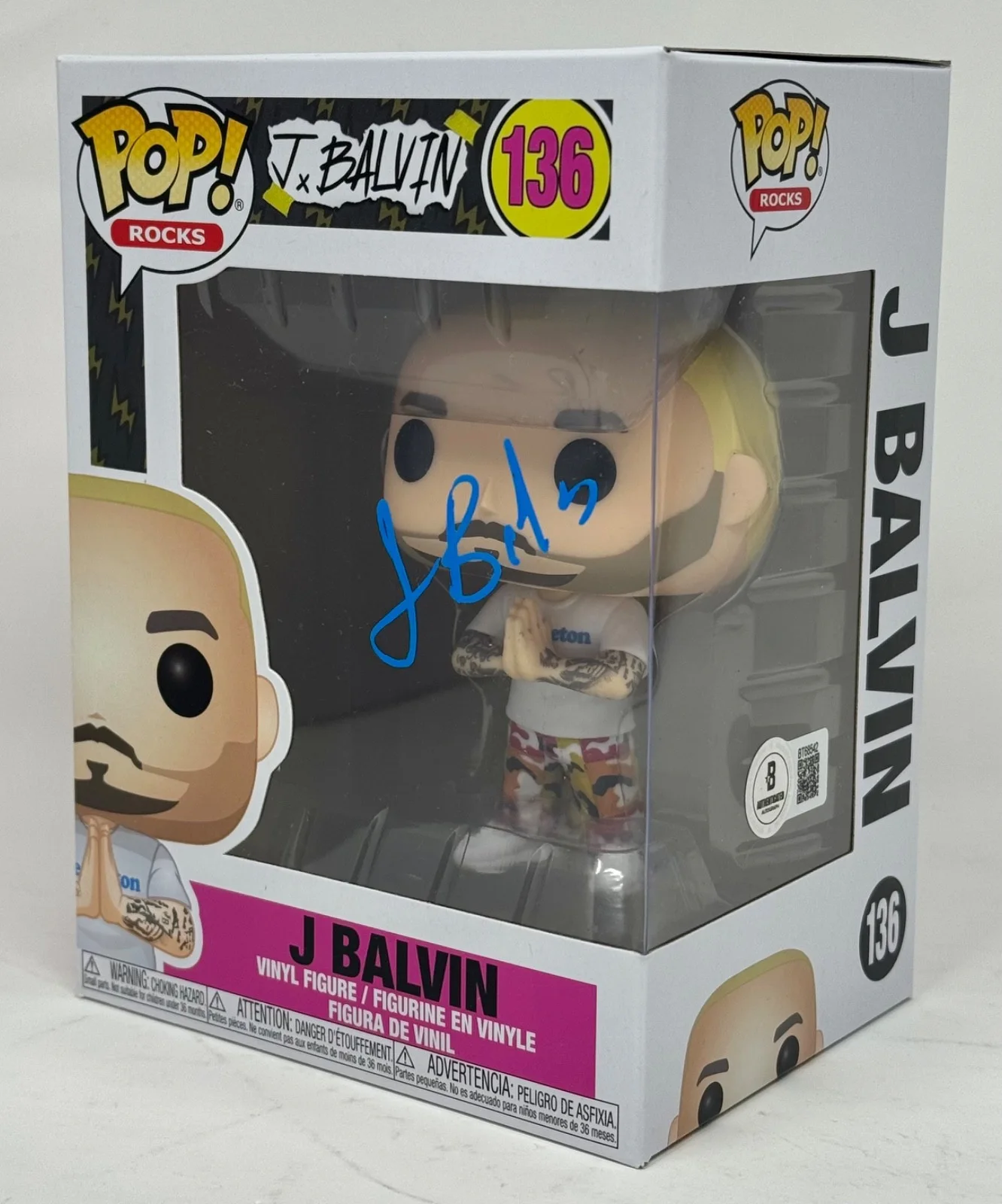 J Balvin Signed Autograph Funko Pop Rocks J Balvin #136 Figure Beckett COA, изображение 2
