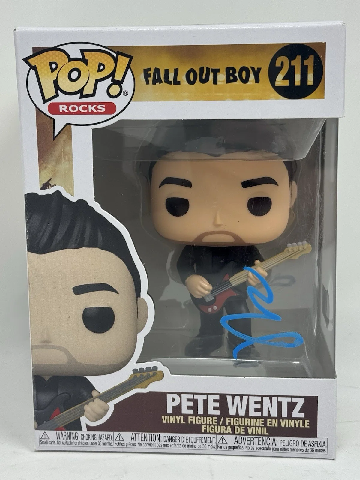 Pete Wentz Signed Fall Out Boy Funko Pop Rocks Pete Wentz #211 Autograph BAS COA, image 2