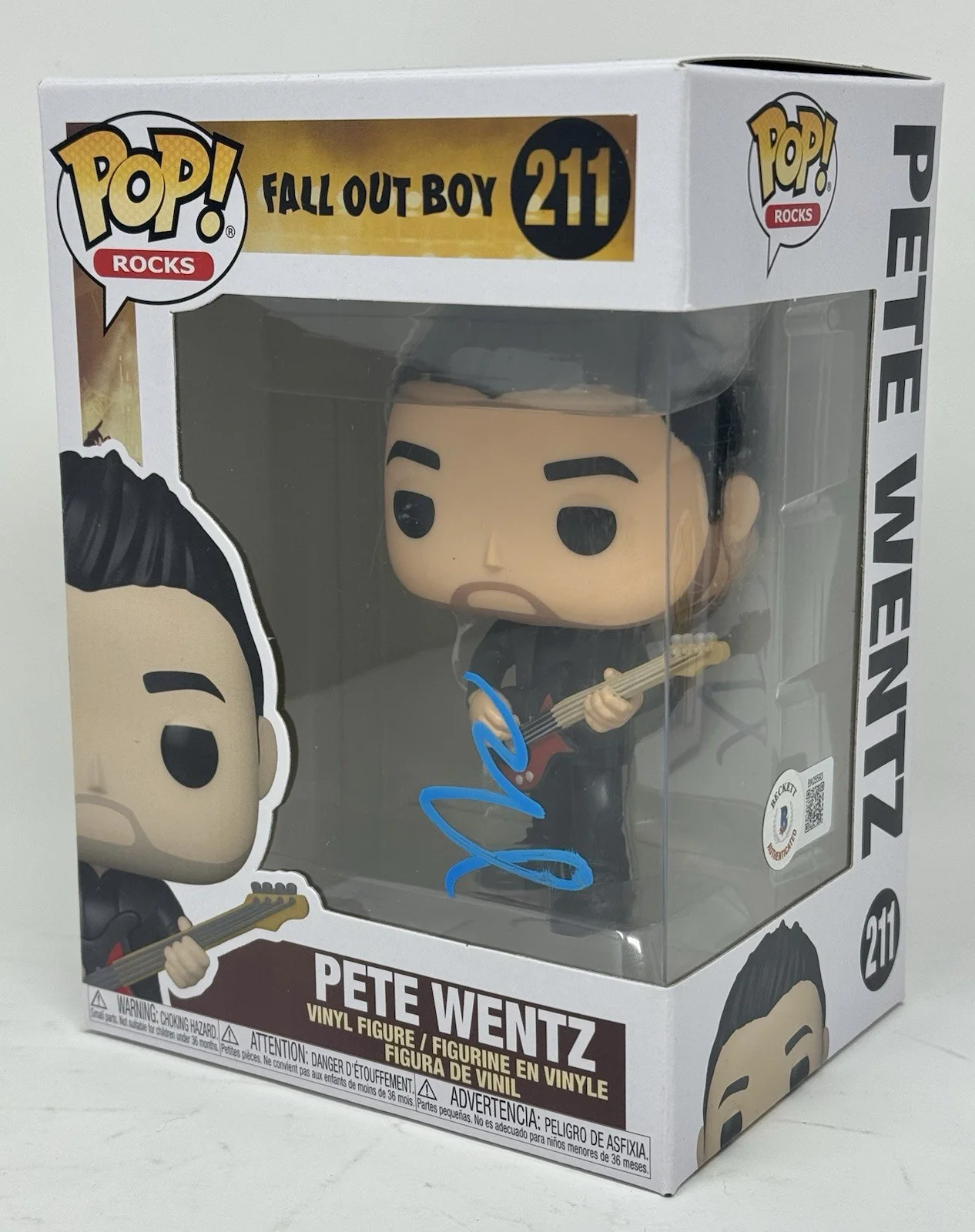 Pete Wentz Signed Fall Out Boy Funko Pop Rocks Pete Wentz #211 Autograph BAS COA, image 3