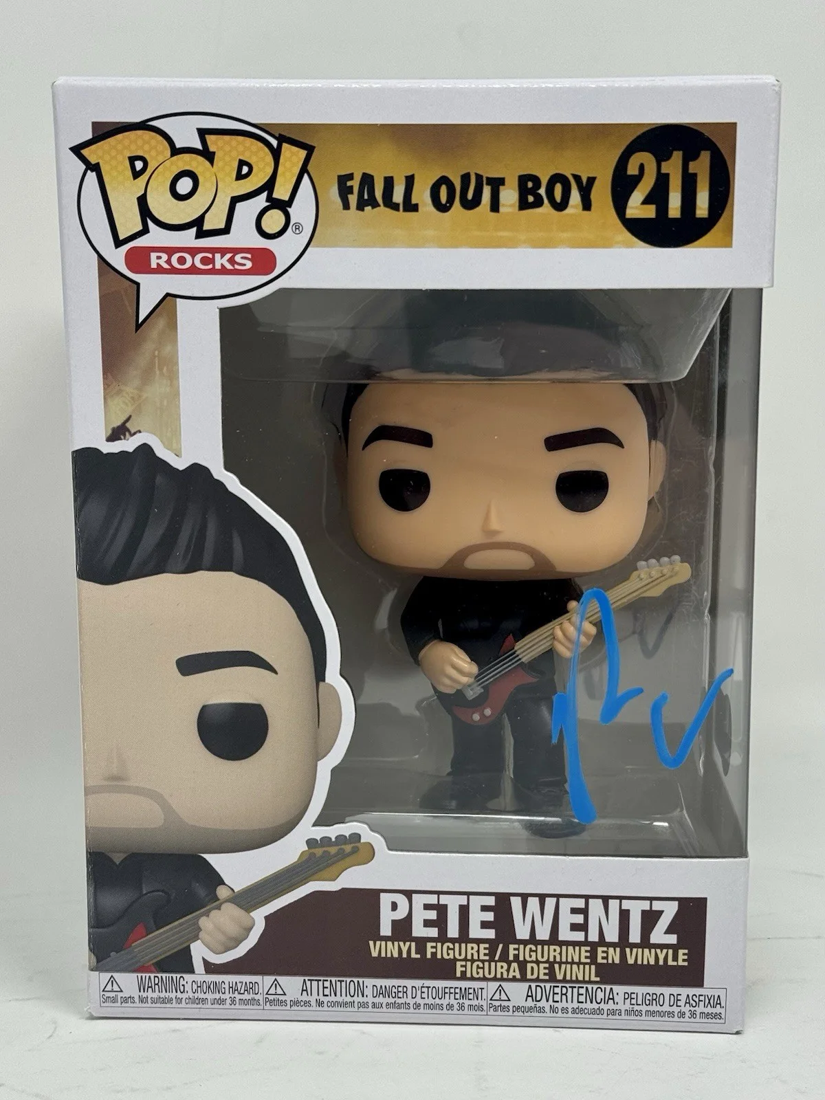 Pete Wentz Signed Fall Out Boy Funko Pop Rocks Pete Wentz #211 Autograph BAS COA, изображение 2
