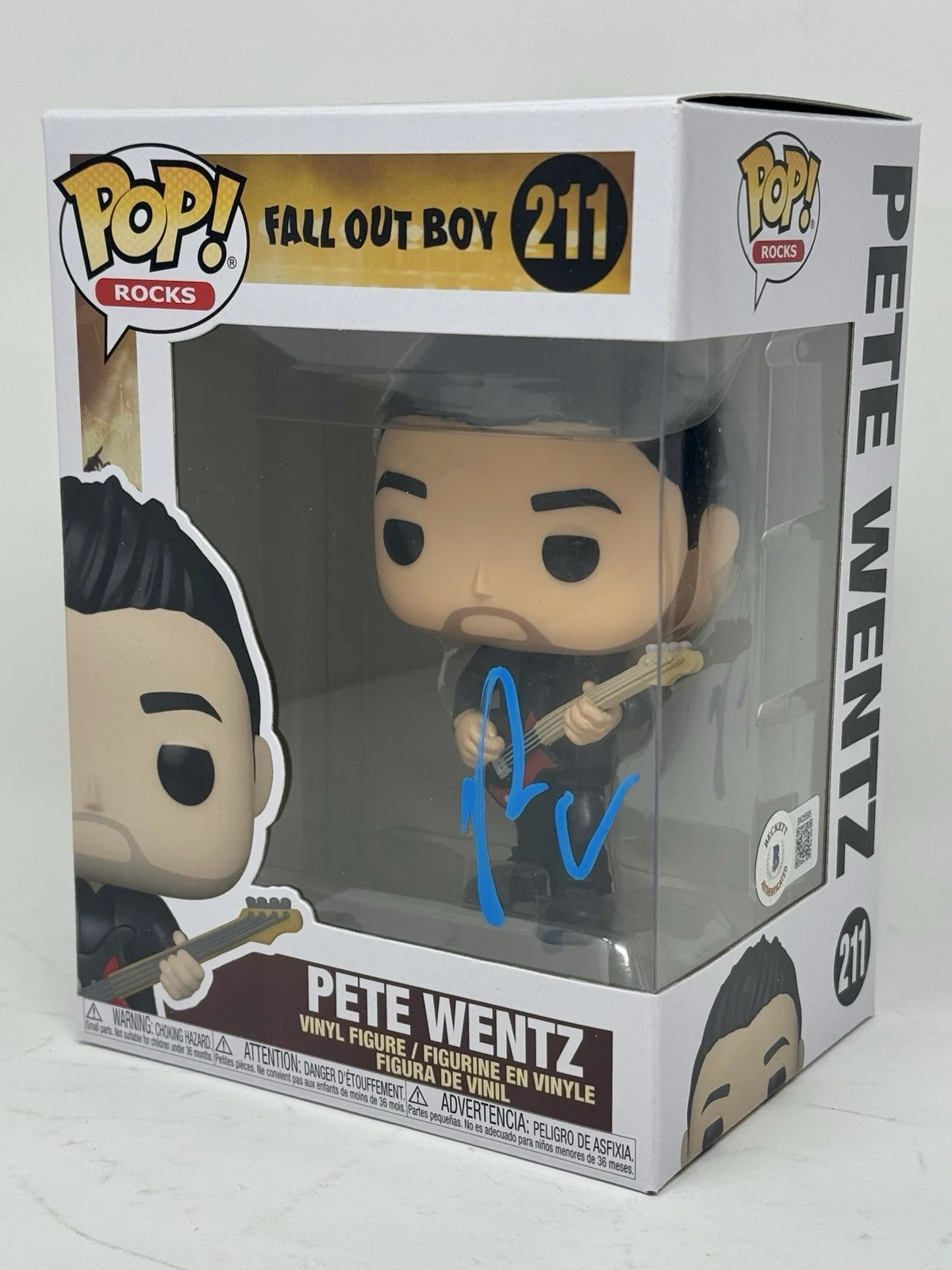 Pete Wentz Signed Fall Out Boy Funko Pop Rocks Pete Wentz #211 Autograph BAS COA, изображение 3