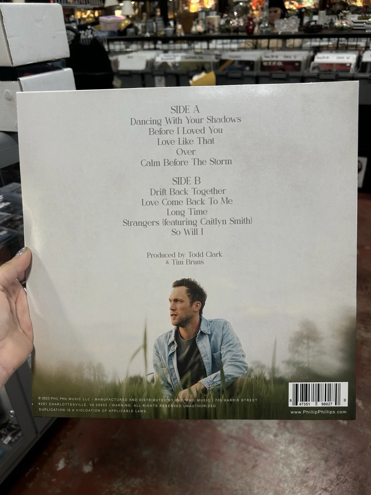 Autographed Drift Back LP signed by Phillip Phillips Vinyl JSA certified, image 2