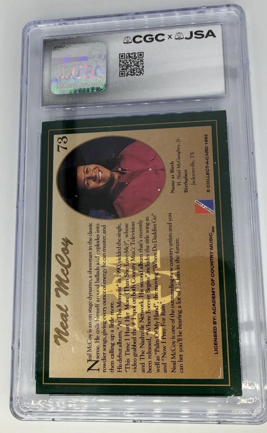 Neal McCoy Autograph Card JSA Graded 9, image 2