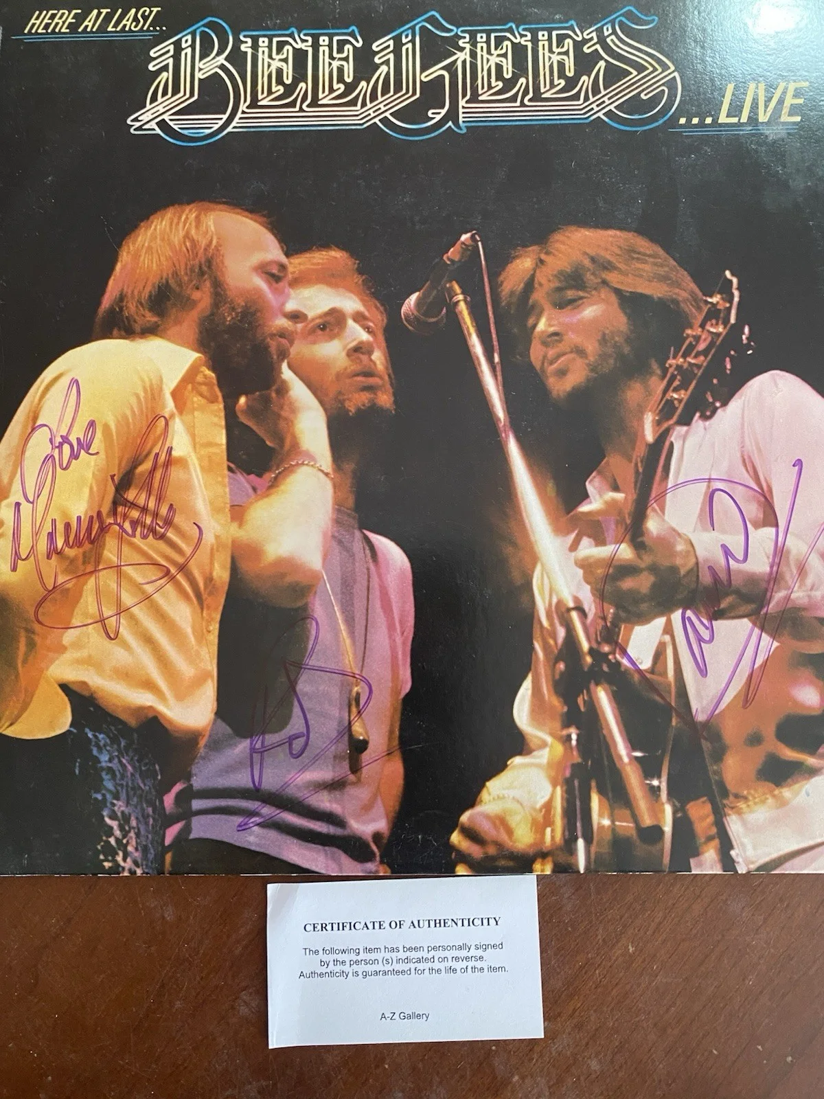 Bee Gees Greatest Hits Vinyl Record Signed by Band Autographed, image 3