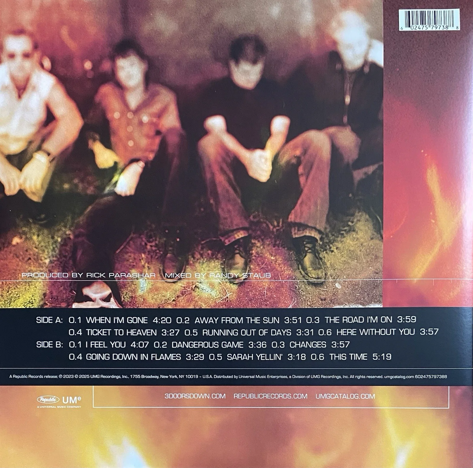 BRAD ARNOLD AUTOGRAPHED SIGNED 3 DOORS DOWN AWAY FROM THE SUN VINYL, image 2
