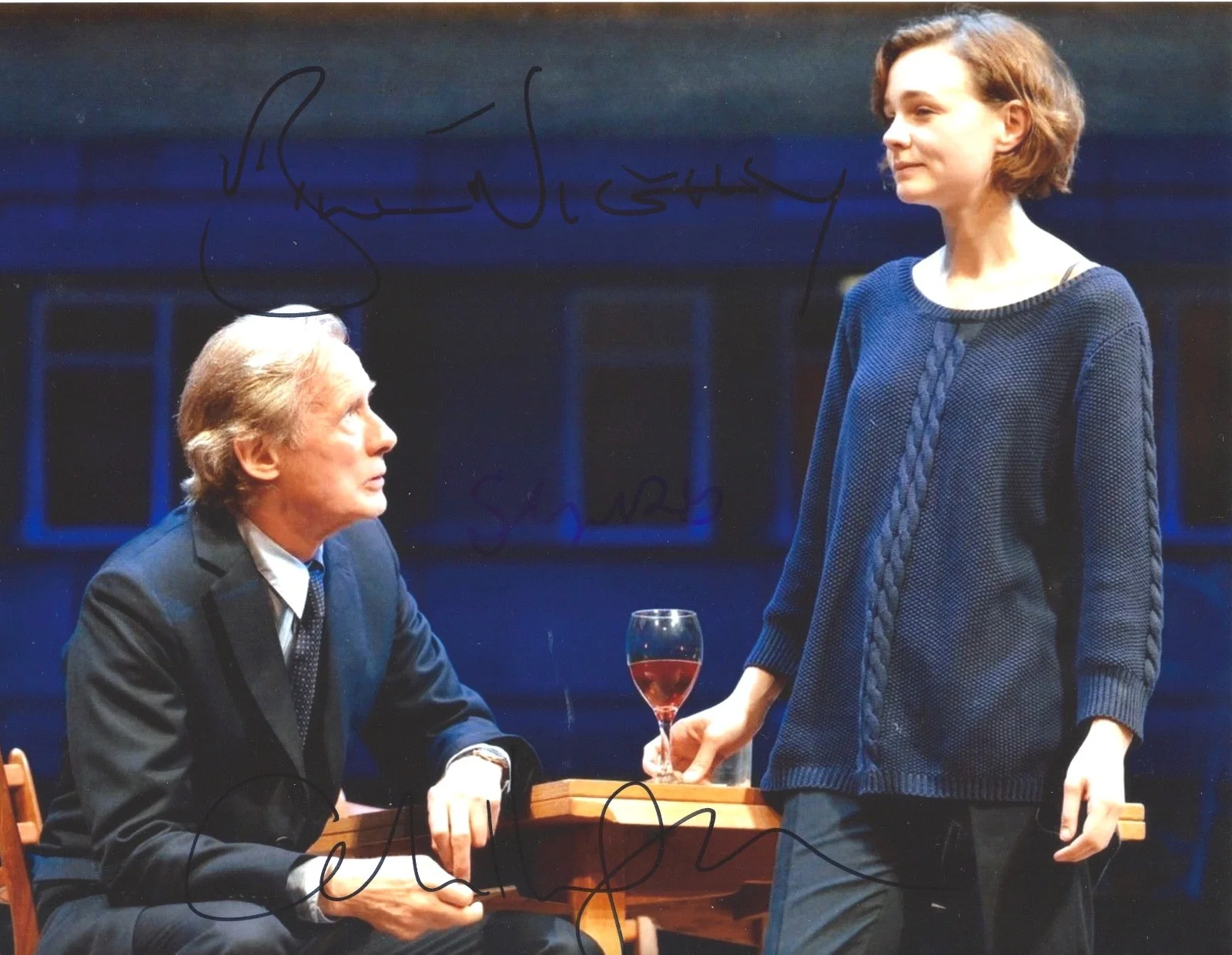 carey mulligan, bill nighy — Carey Mulligan, Bill Nighy & Stephen Daldry signed Skylight 8x10 Photo in person