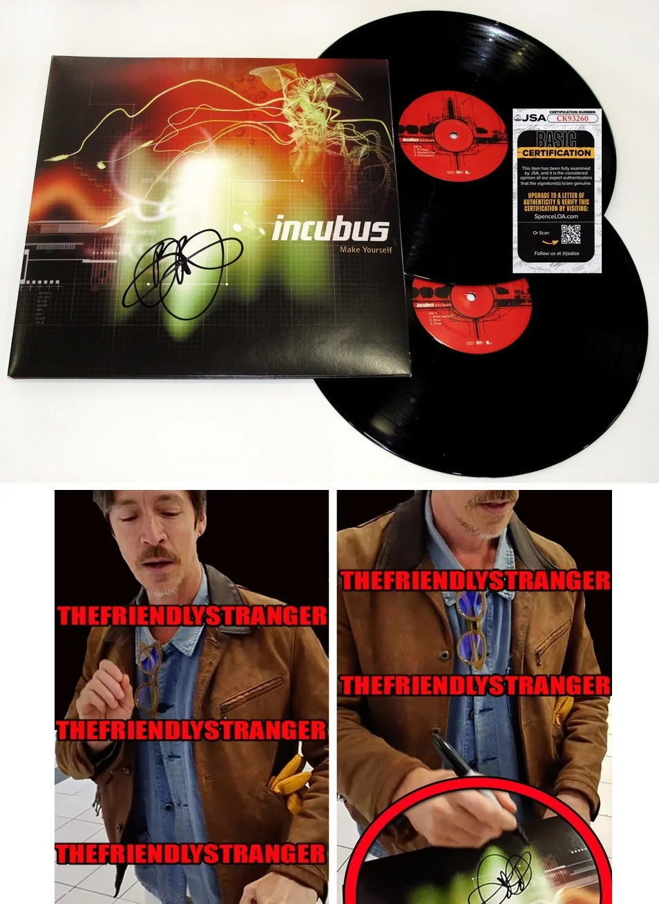 Brandon Boyd - Incubus — Brandon Boyd signed INCUBUS "MAKE YOURSELF" Vinyl Album EXCT PROOF Drive JSA COA