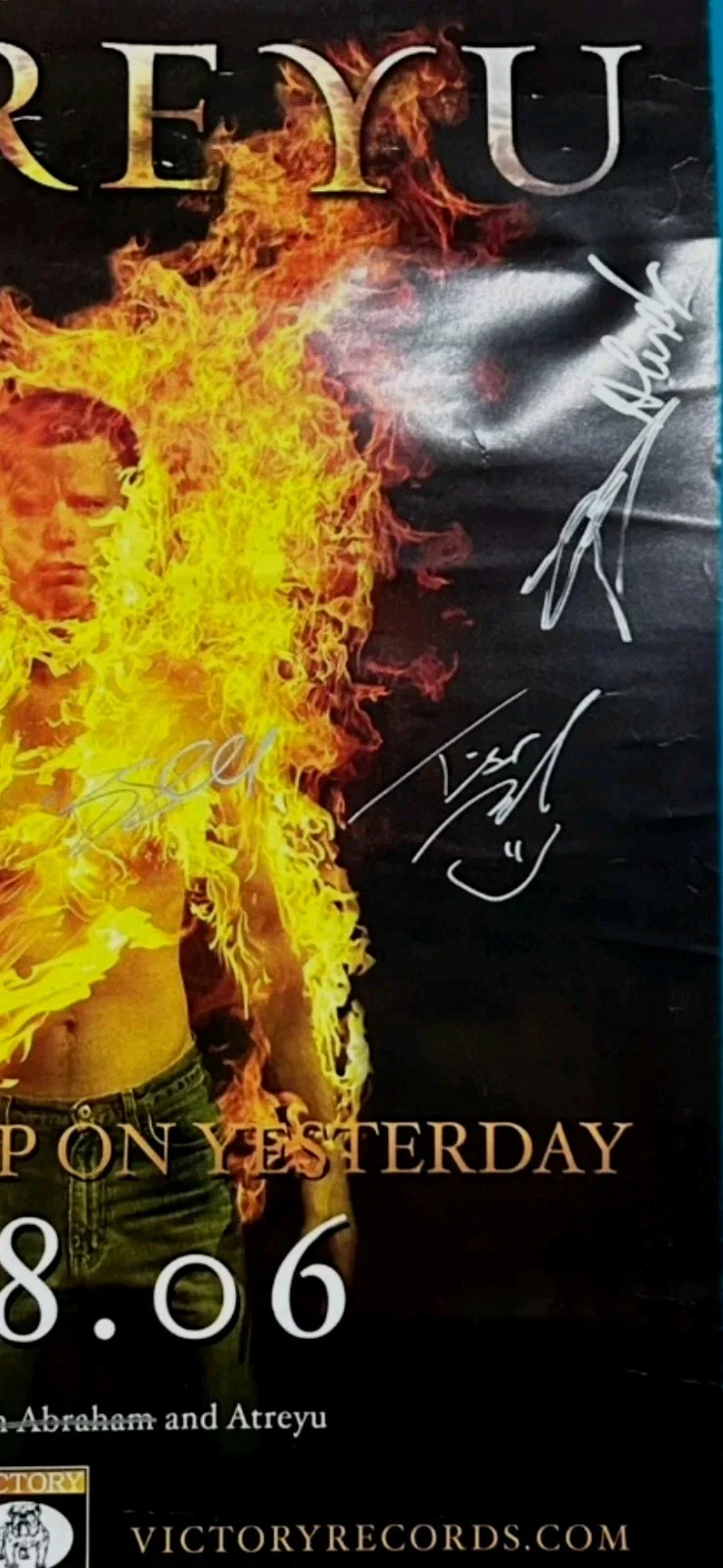 Atreyu Signed A Death Grip On Yesterday 18x24 Poster Signed All 5 Original..., image 3