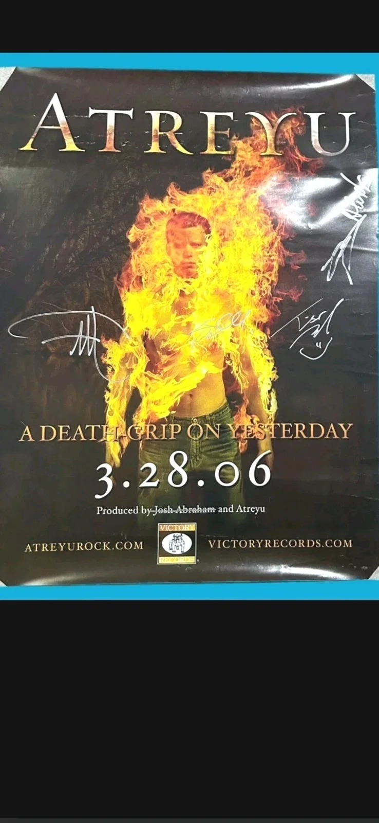 Atreyu Signed A Death Grip On Yesterday 18x24 Poster Signed All 5 Original..., image 4