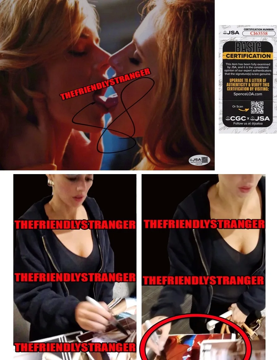 SAMARA WEAVING — Samara Weaving signed "THE BABYSITTER" 8x10 Photo SEXY Kiss Bella Thone JSA COA