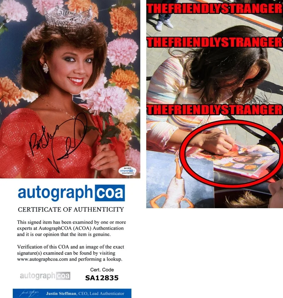 VANESSA WILLIAMS — Vanessa Williams signed "MISS AMERICA 84" 8x10 Photo EXACT PROOF c ACOA COA Rare