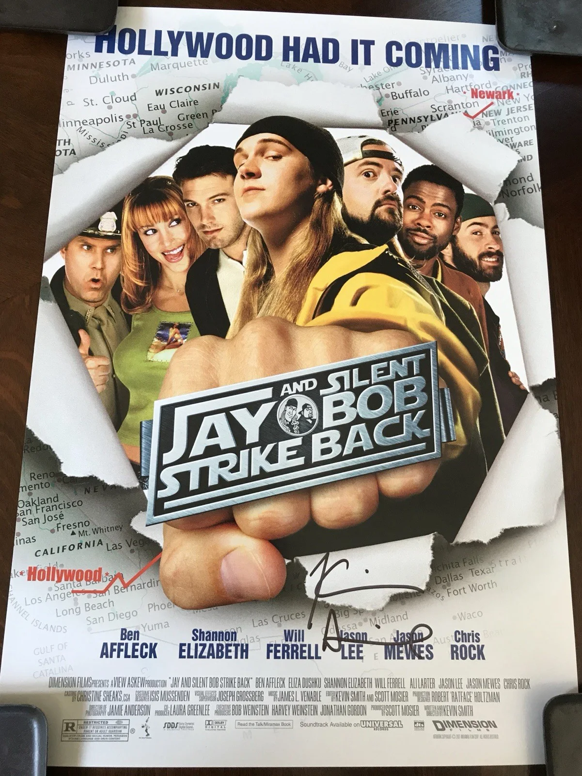Kevin Smith — Kevin Smith Signed Jay & Silent Bob Strike Back 14x20 Mini Poster Autograph SWAU