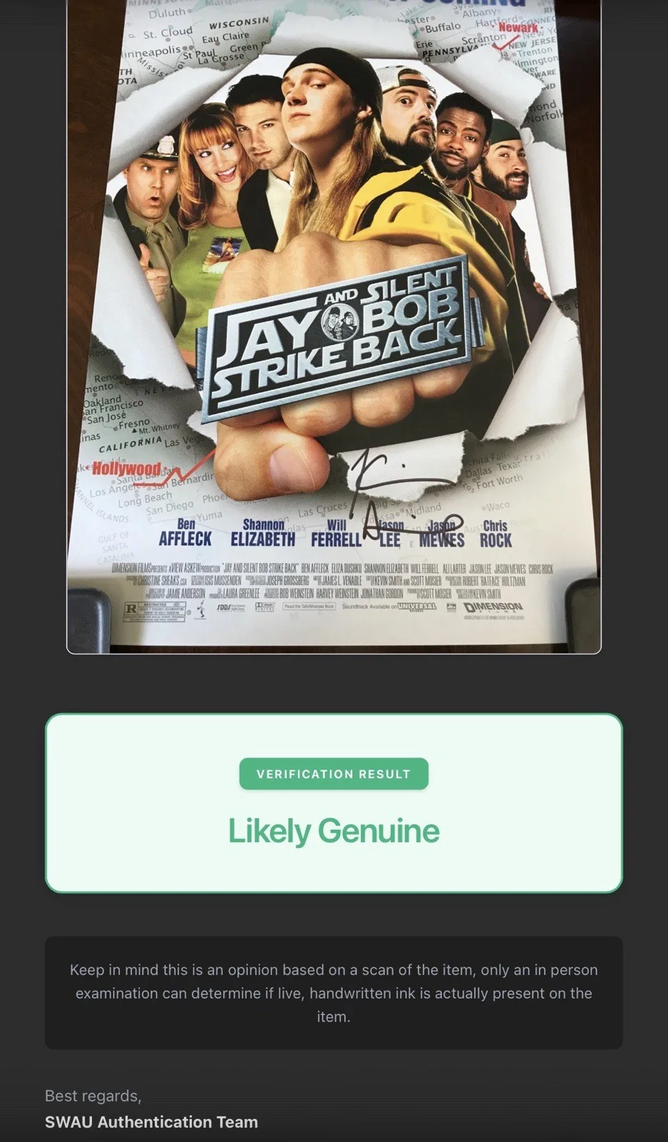 Kevin Smith — Kevin Smith Signed Jay & Silent Bob Strike Back 14x20 Mini Poster Autograph SWAU, изображение 2