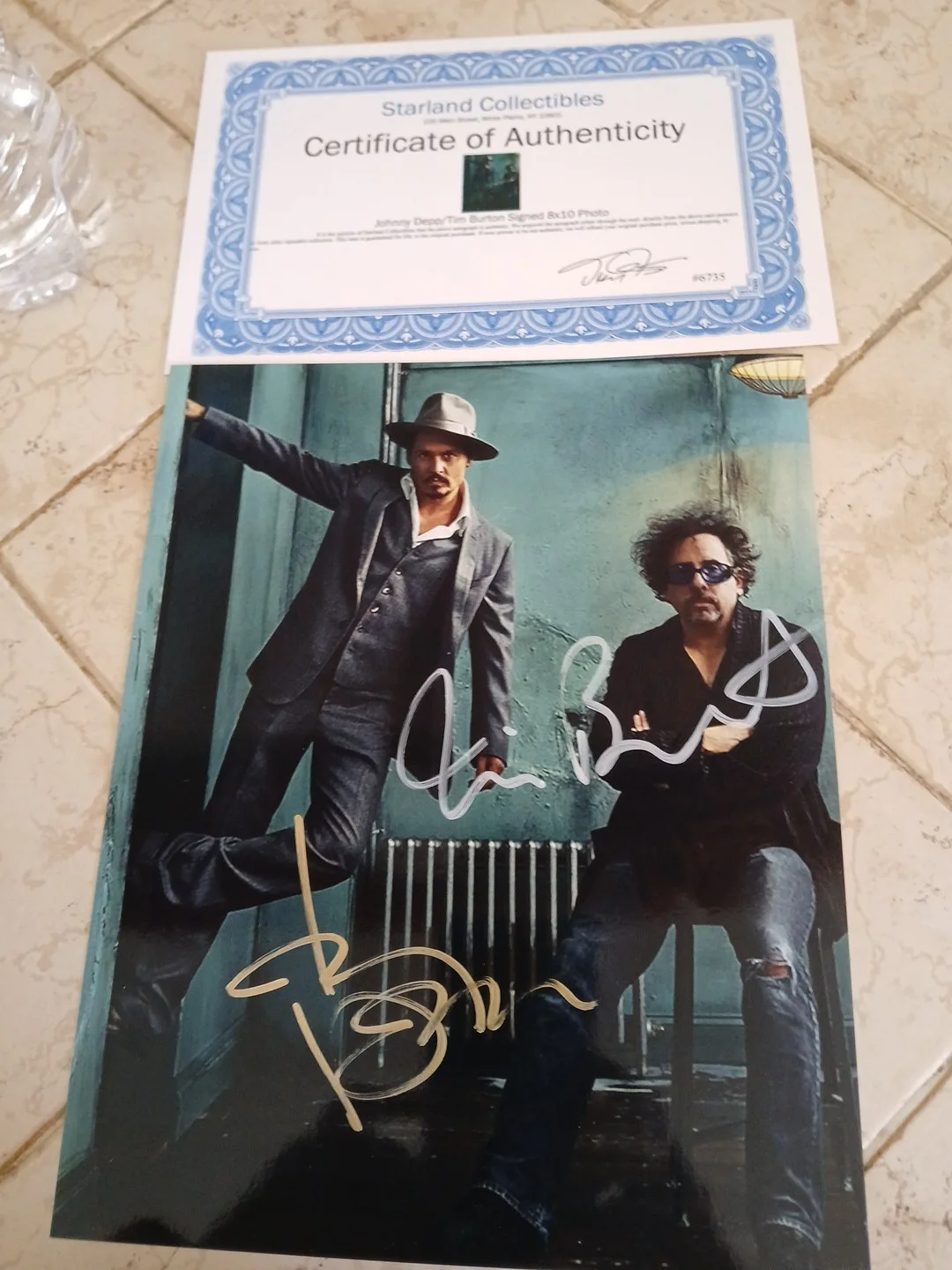 8x10 Johnny Depp/Tim Burton Autograph W COA Hand Signed, image 2