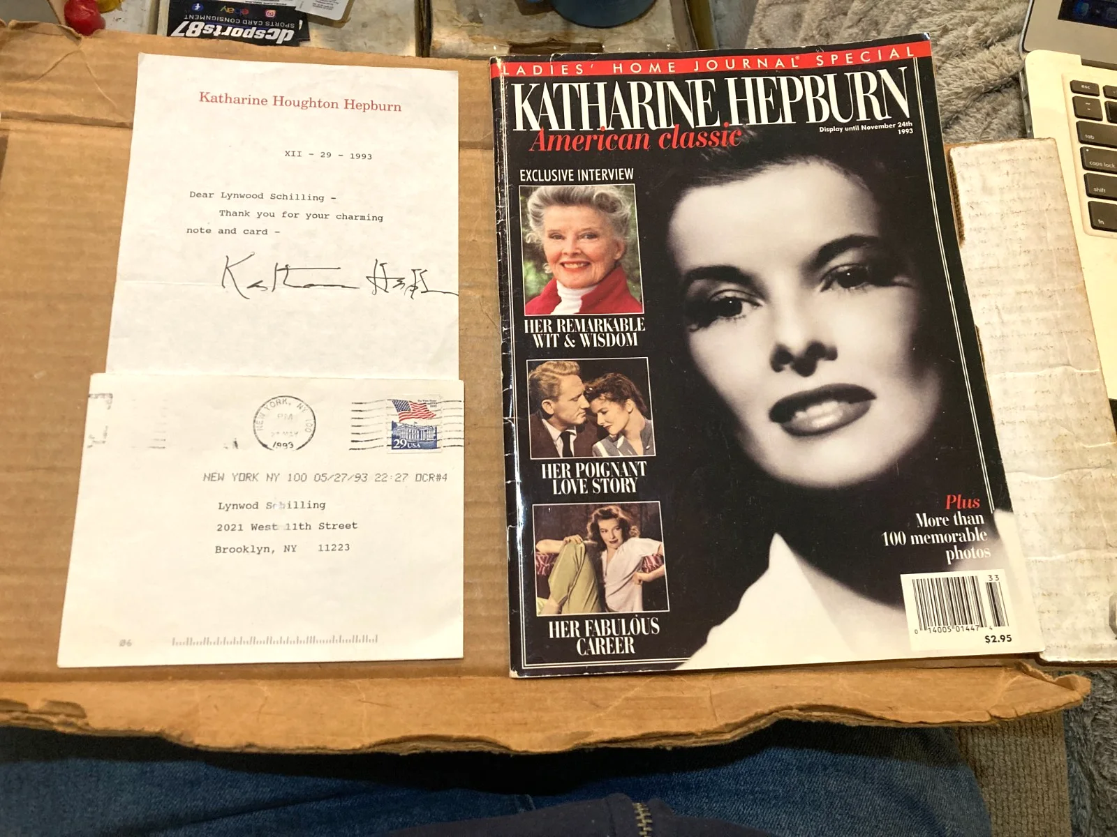 Katharine Hepburn — Katharine Hepburn signed autographed -5 1/2 x 8 1/2 PERSONNEL LETTERHEAD OF HERS
