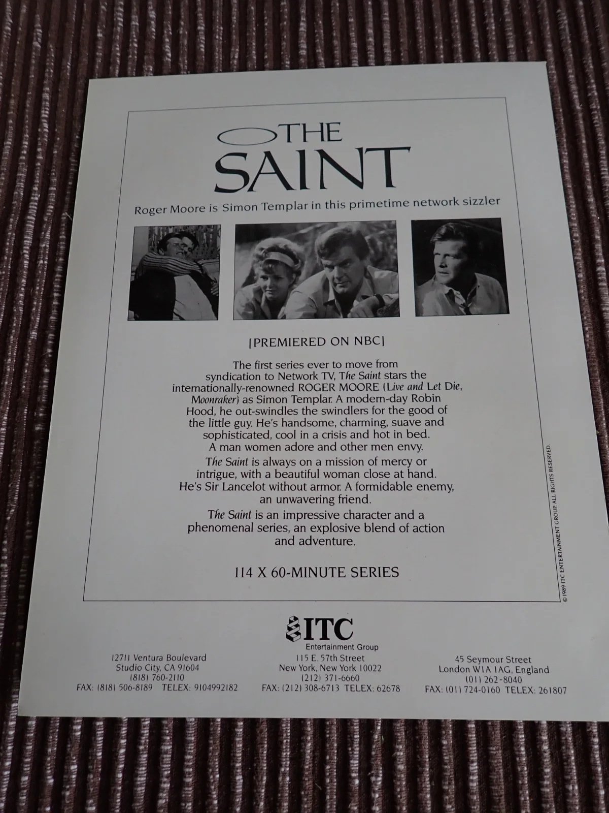 ITC - INDUSTRY ONLY ADVERTING DOUBLE SIDED POSTER - THE SAINT - ROGER MOORE, image 2