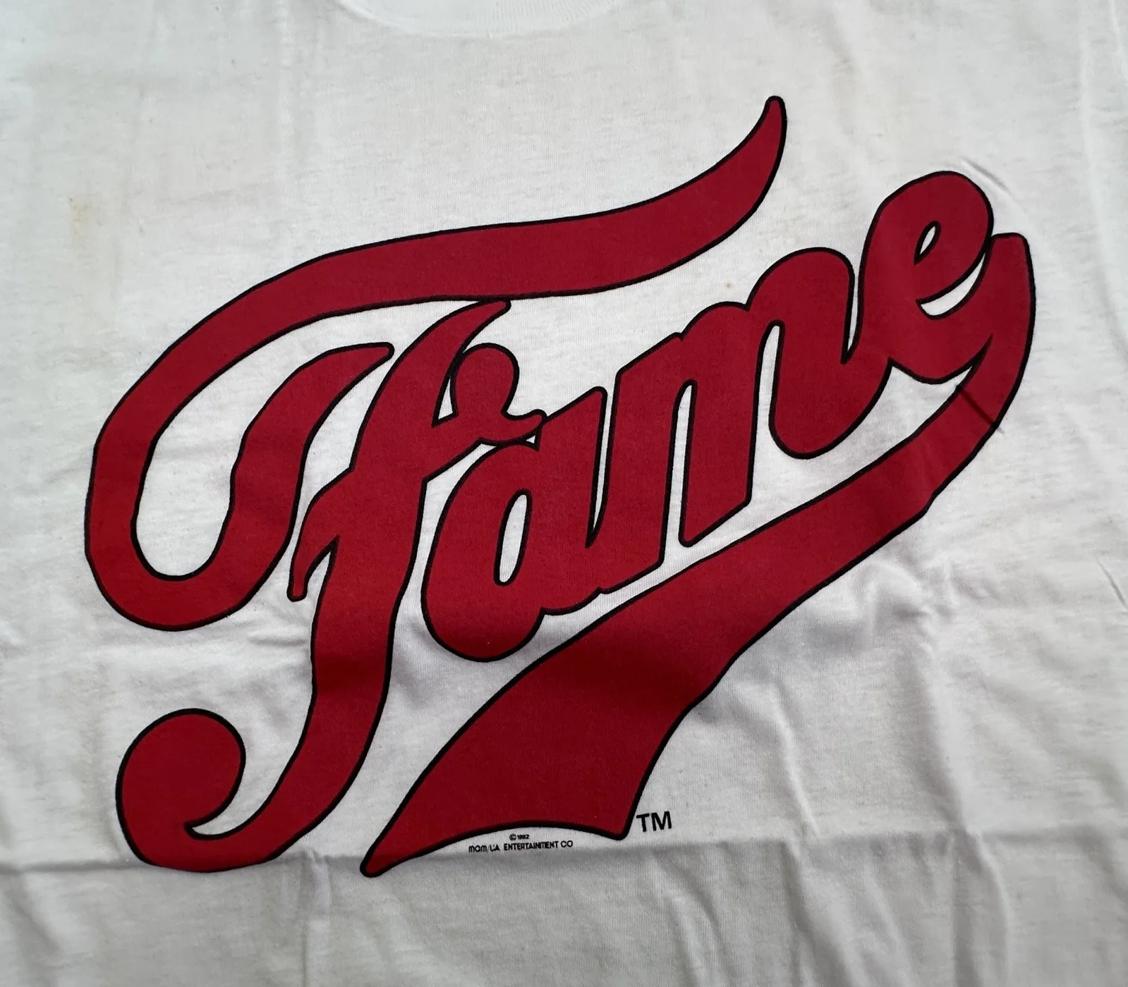 rare 1982 ORGINAL UNUSED OLD RECORD SHOP FAME T SHIRT-COTTON-LARGE-UNUSED TS32, изображение 2