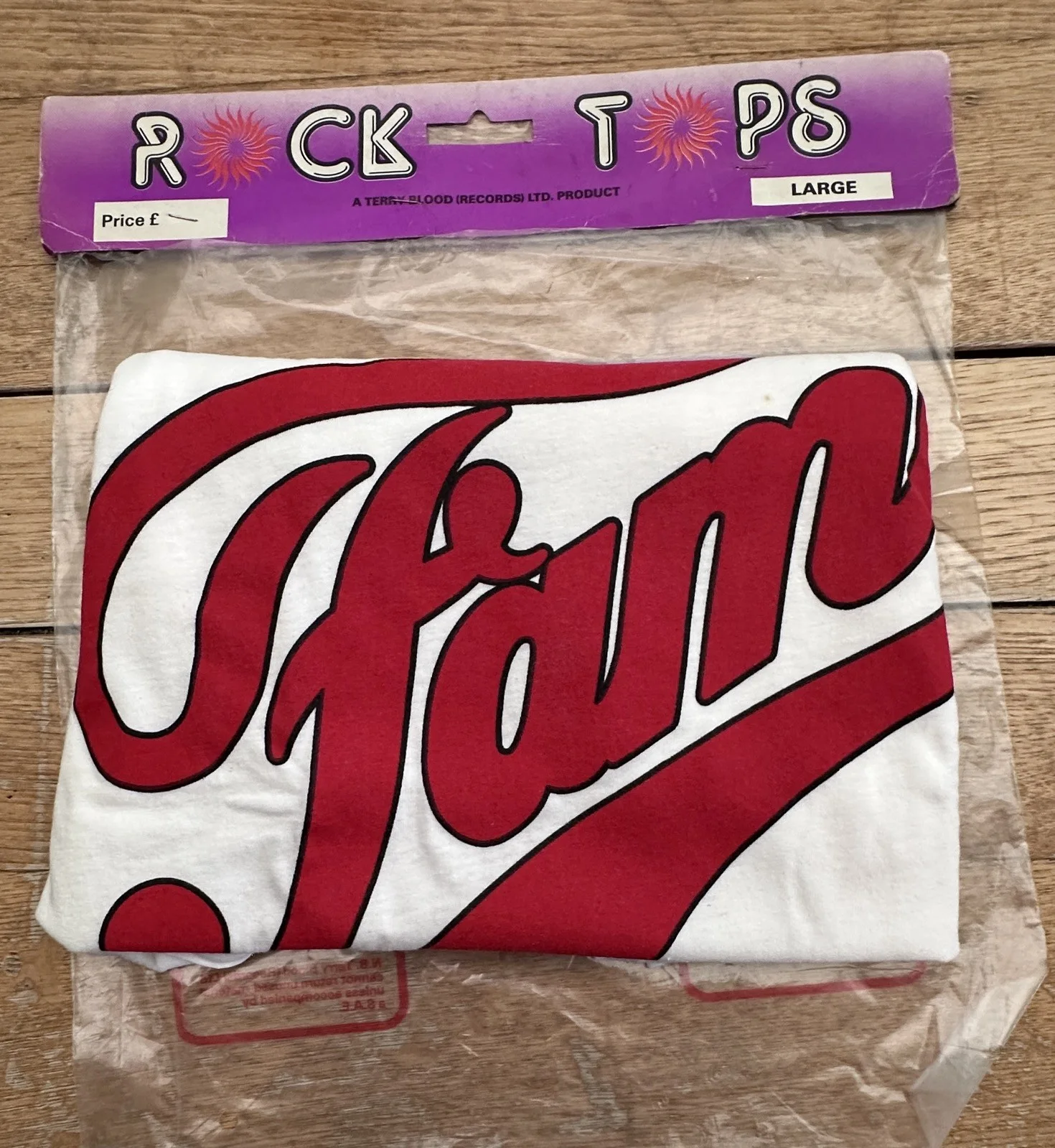 rare 1982 ORGINAL UNUSED OLD RECORD SHOP FAME T SHIRT-COTTON-LARGE-UNUSED TS32, изображение 5