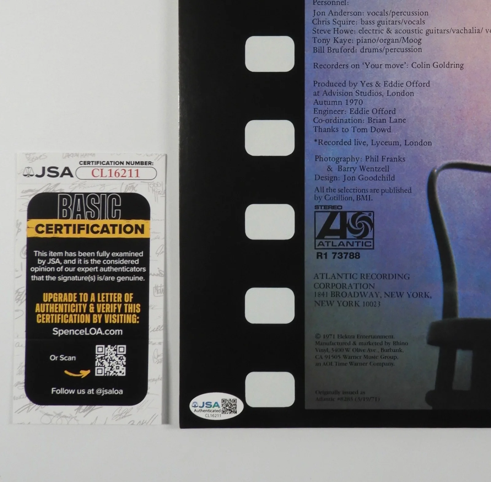 Bill Bruford YES JSA Signed Autograph Album Record Vinyl The Yes Album, изображение 3