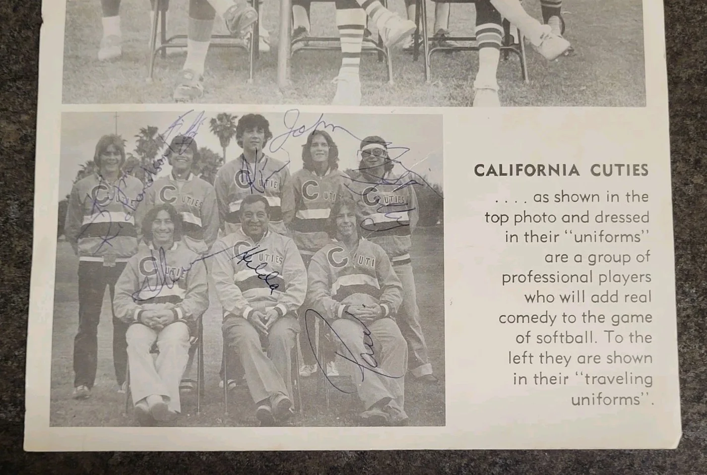 California Cuties — Rare 1960s 70s California Cuties Drag Softball Team Autographed Promo Photo, изображение 3