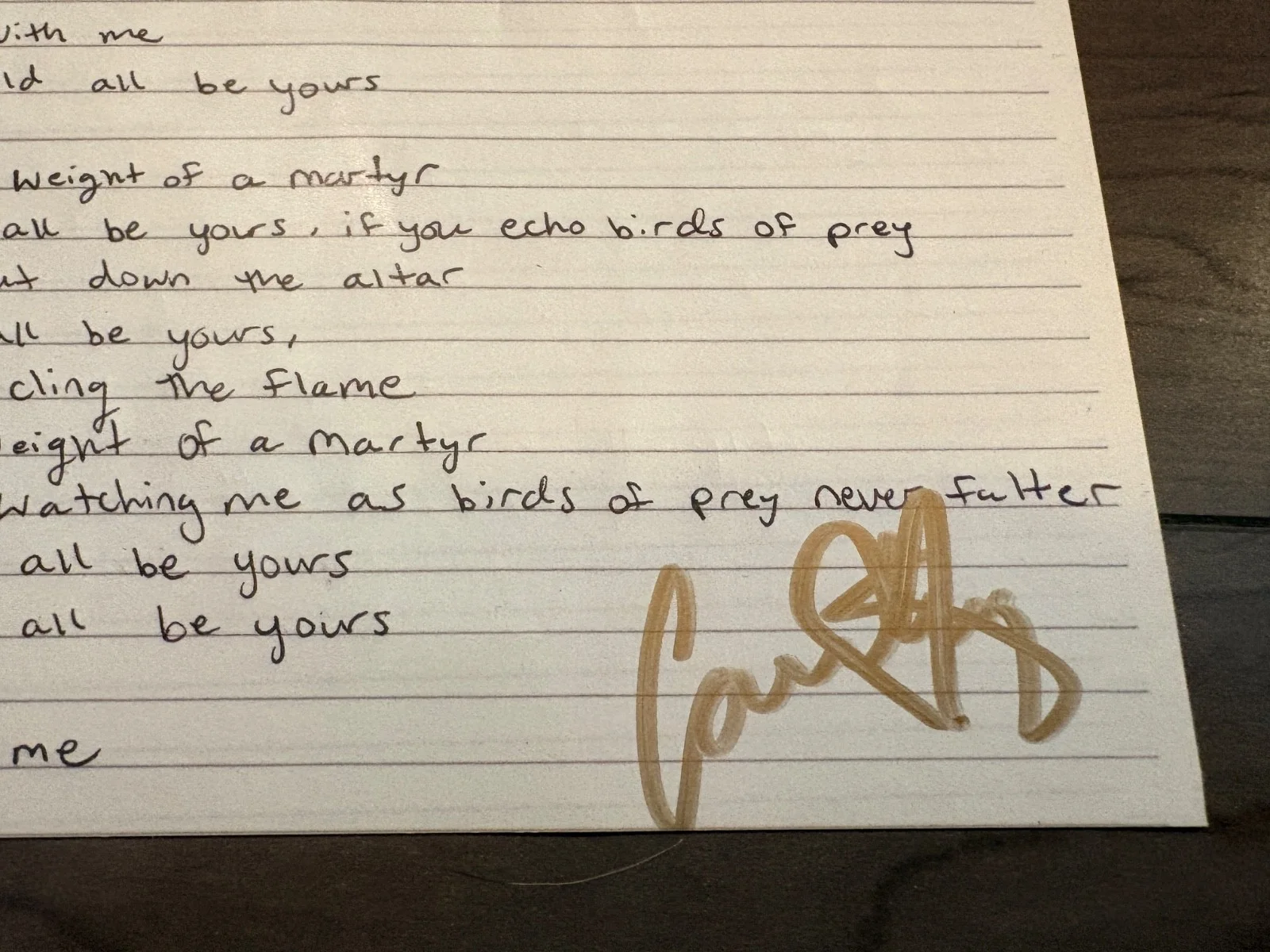 Spiritbox Signed Circle With Me Lyric Sheet Courtney LaPlante Autograph Metal, изображение 2